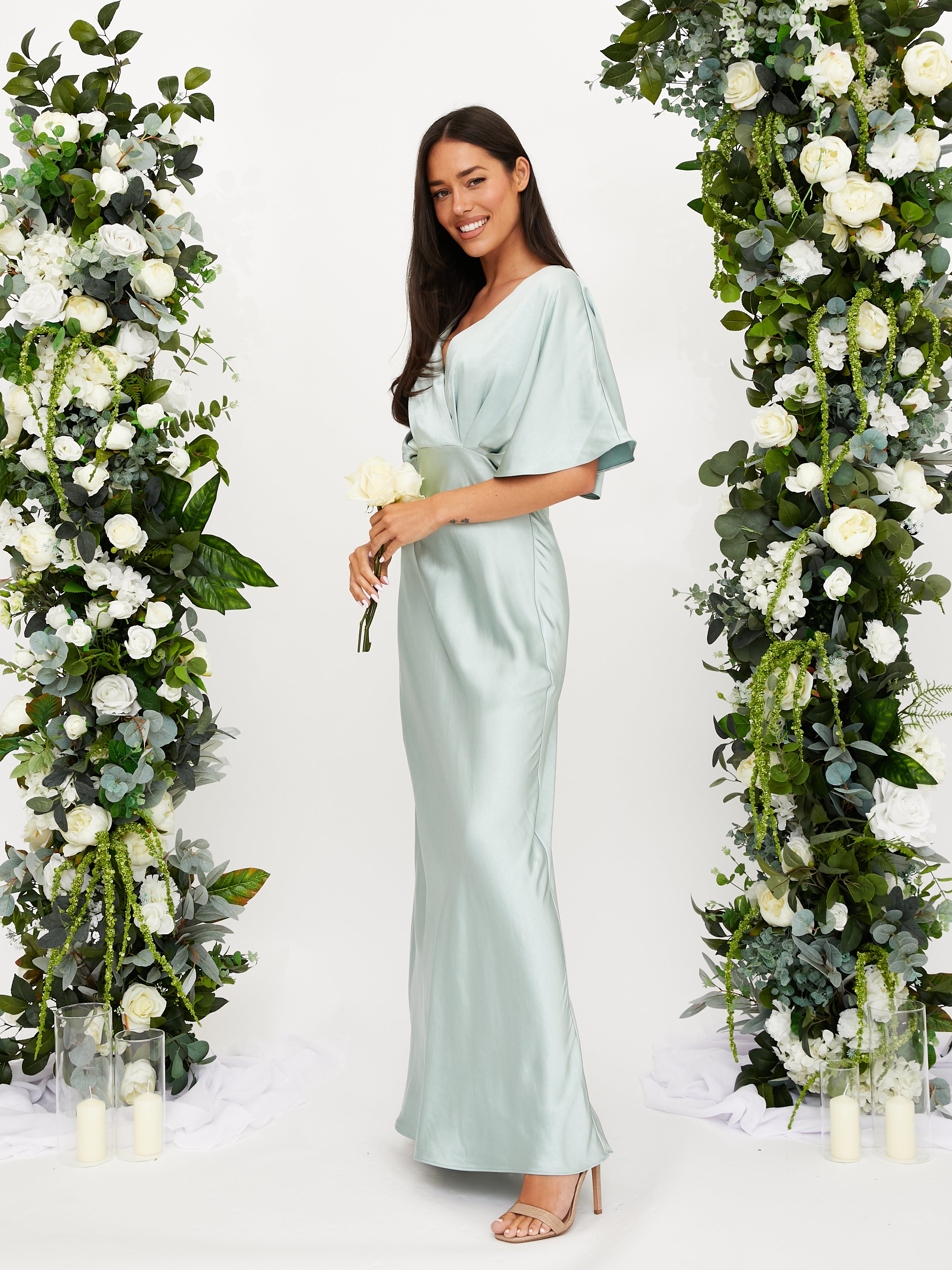 Sage Satin Bridesmaid Dress