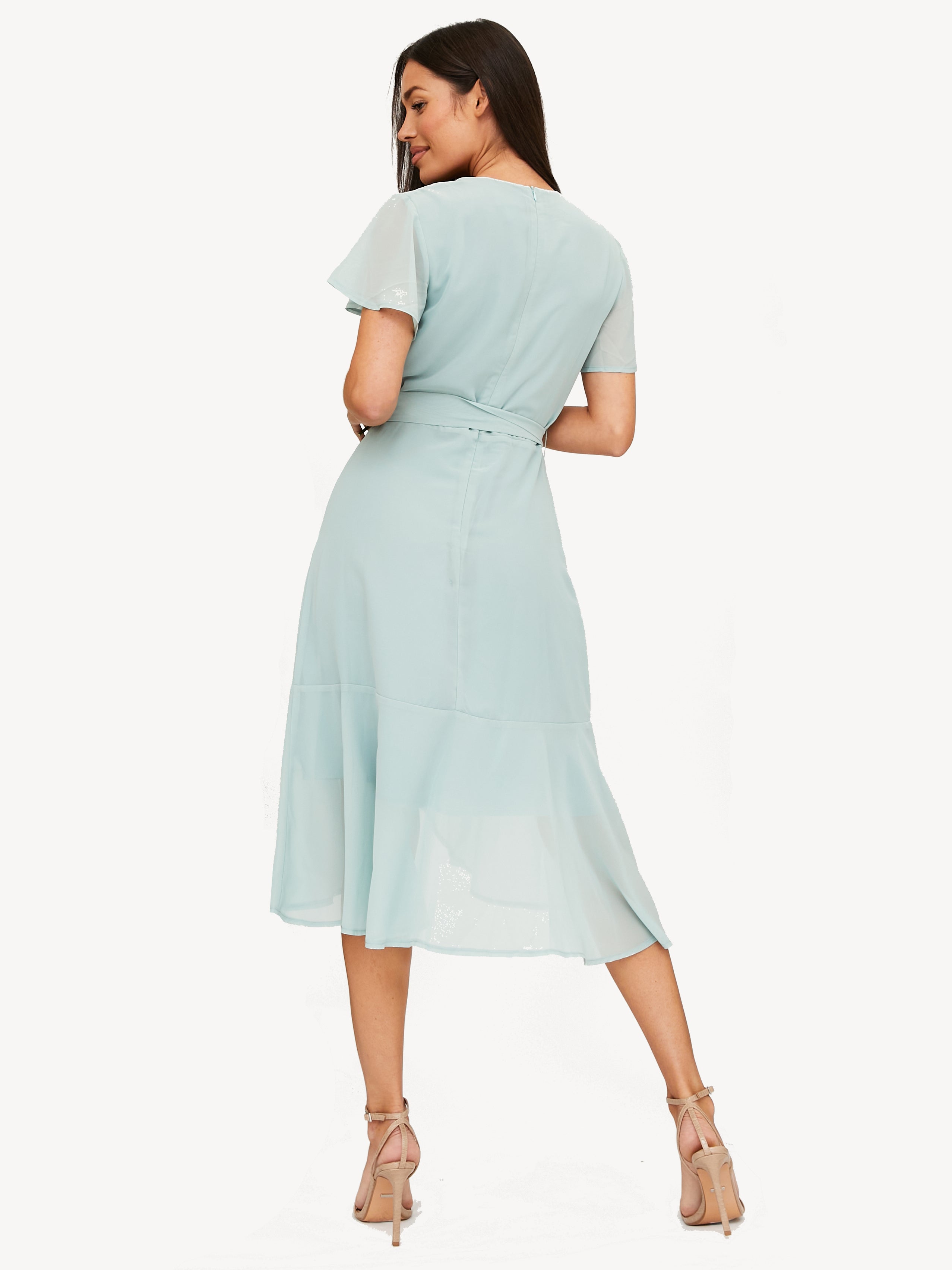 Faith Midi Ruffle Dress / Sage