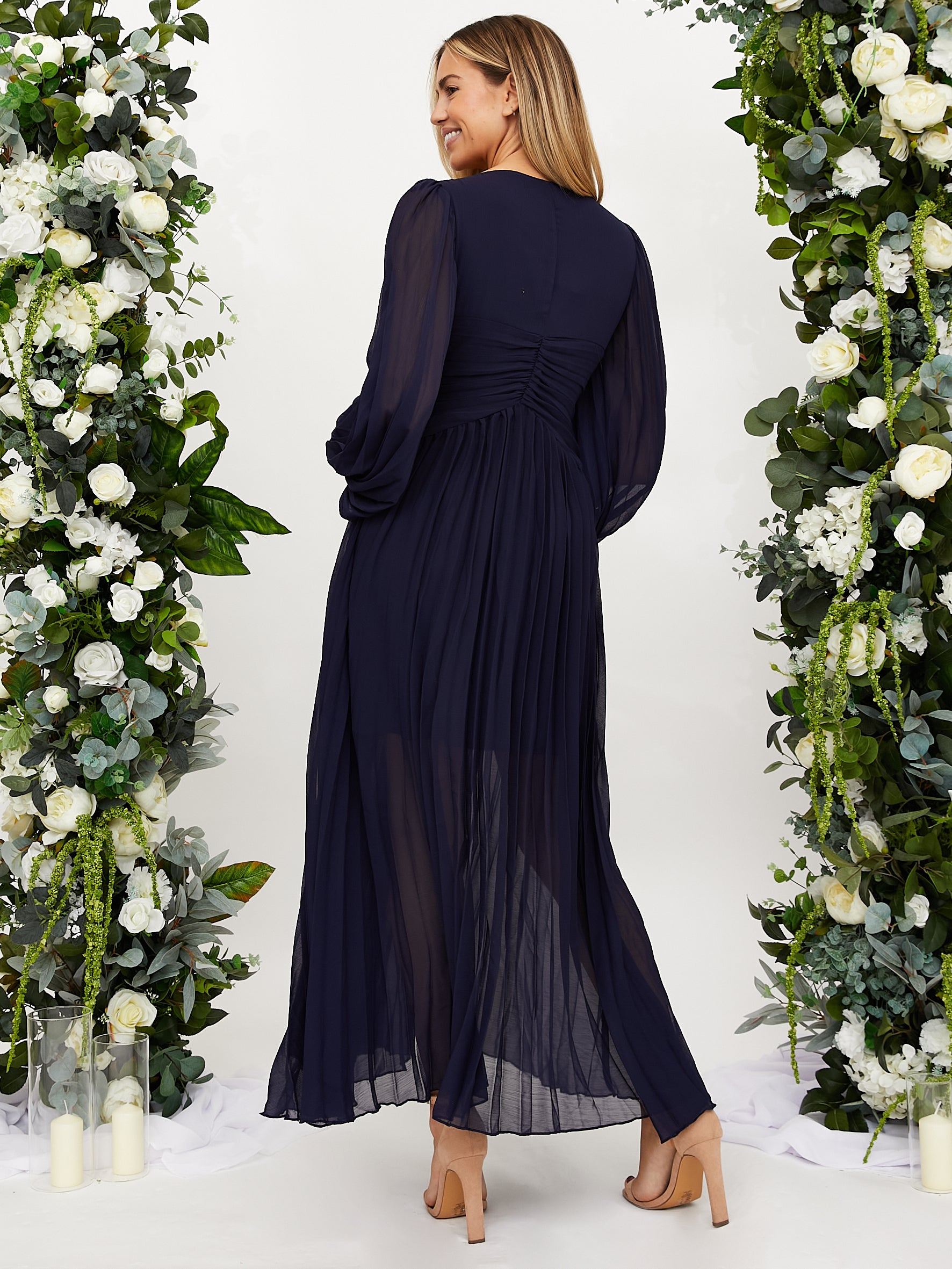 Navy Long Sleeve Maxi Dress