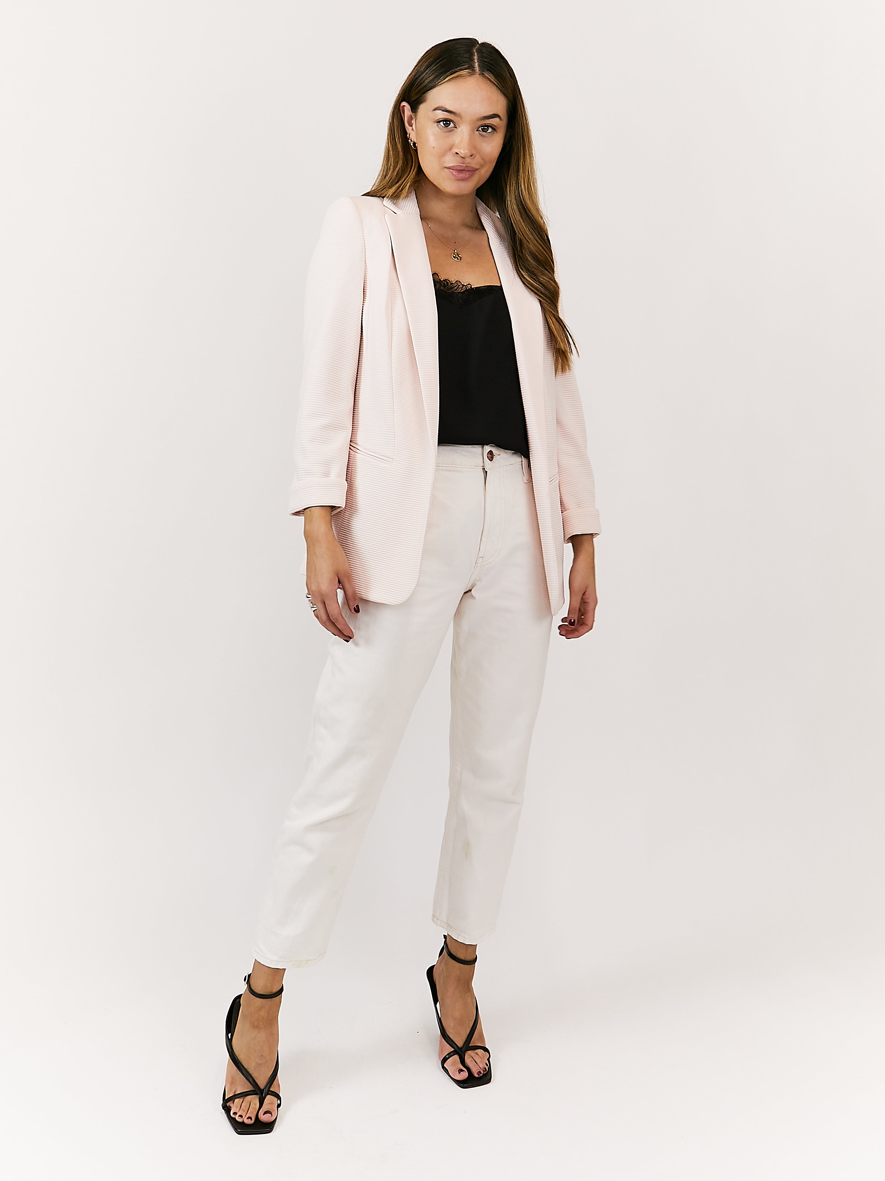 Penny Blush Ribbed Blazer