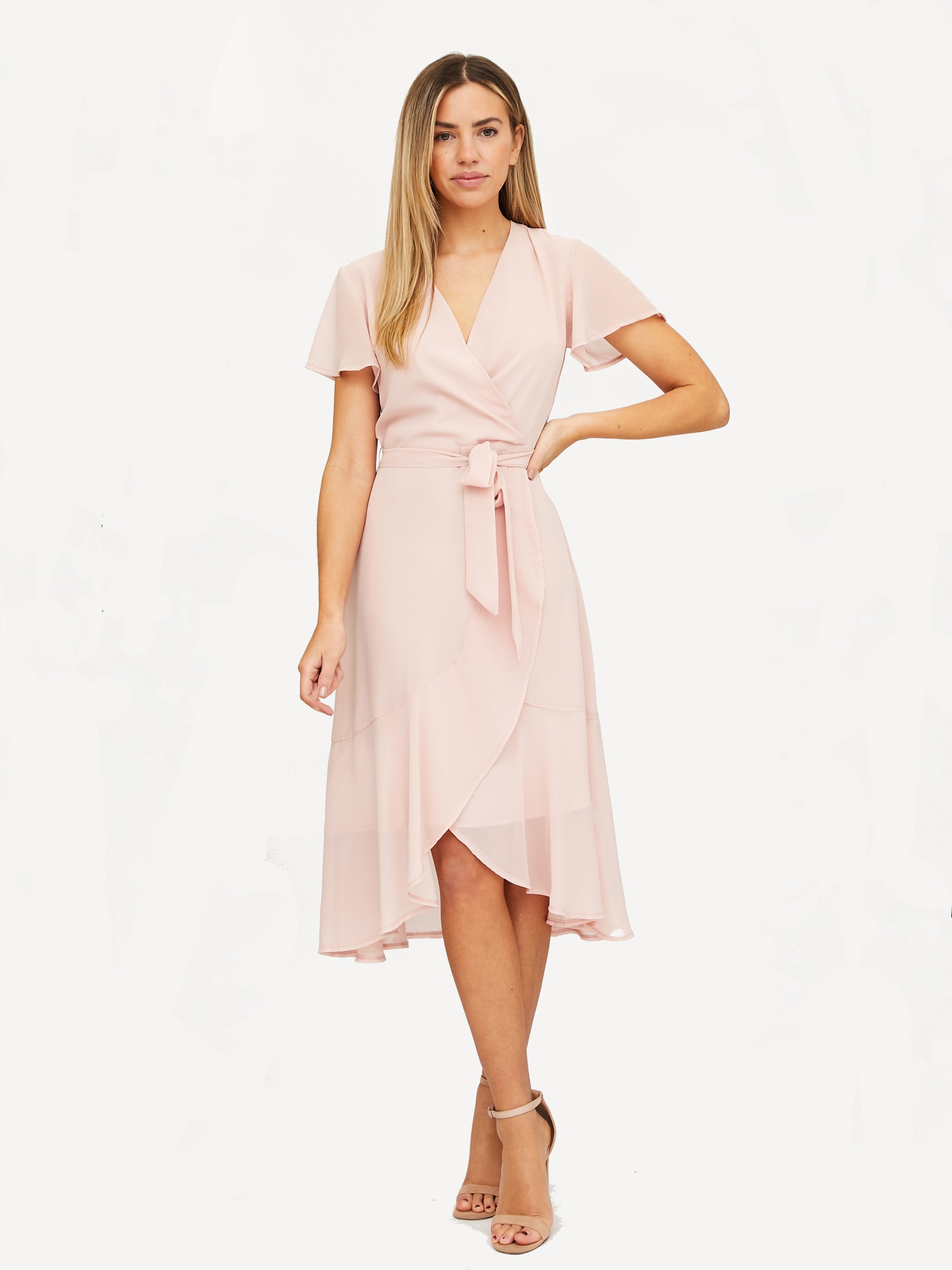 Faith Midi Ruffle Dress / Blush