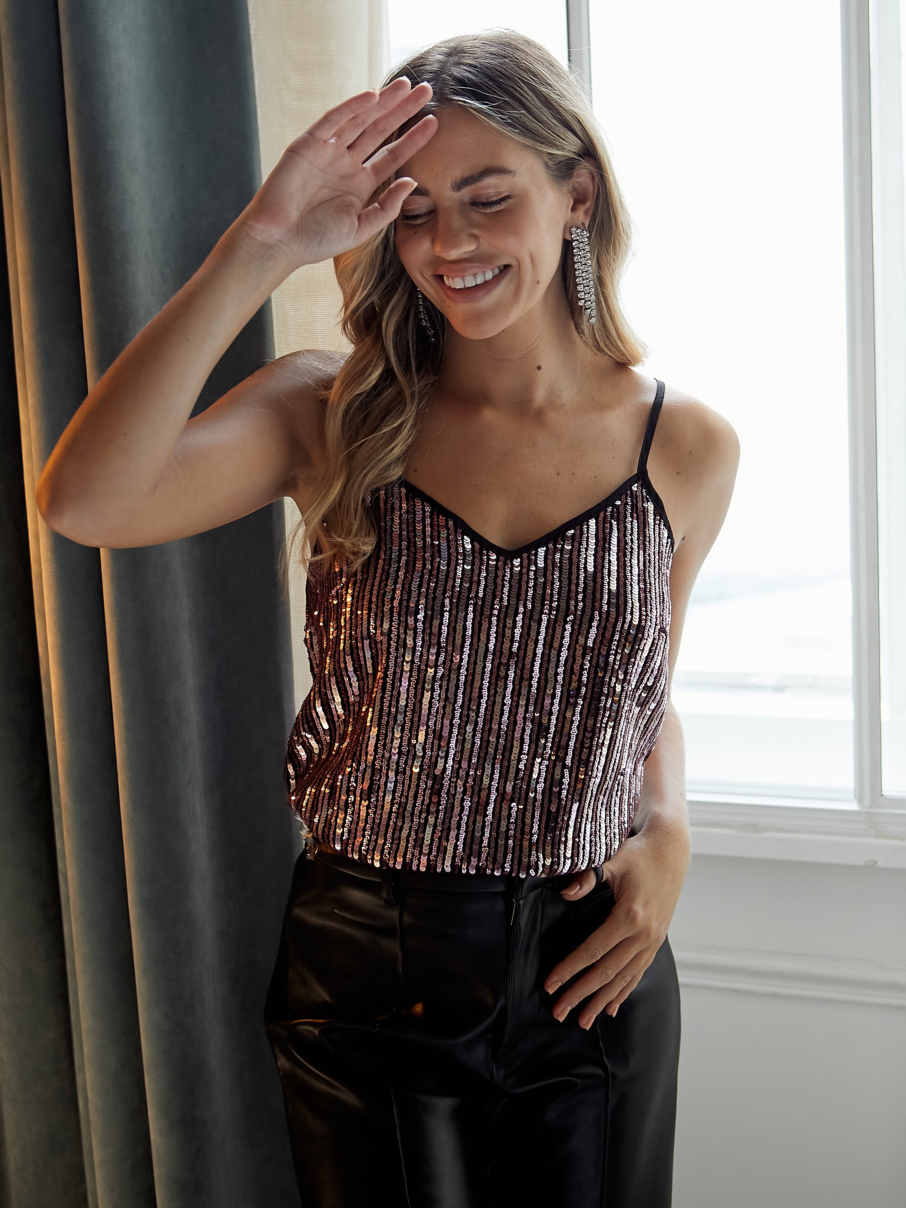 Sequin Stripe Top