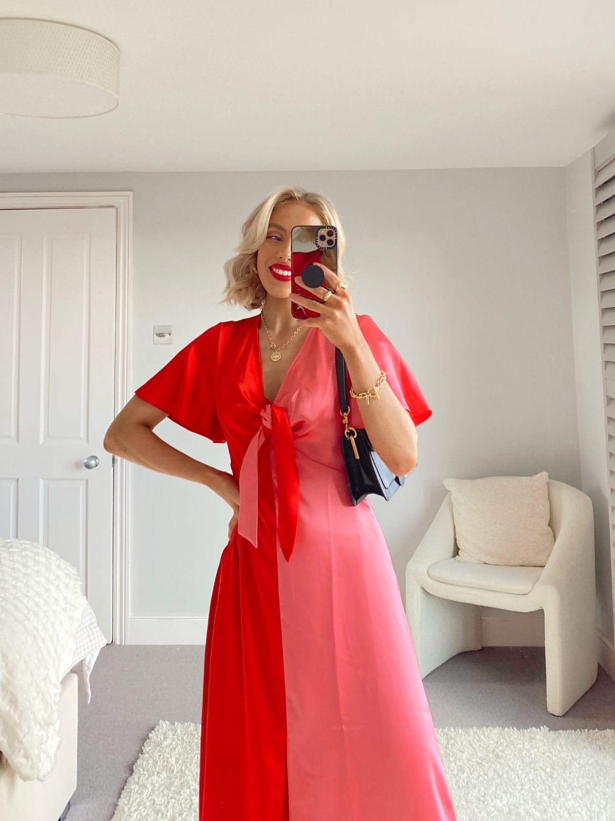 Yasmin Colourblock Dress / Pink & Red