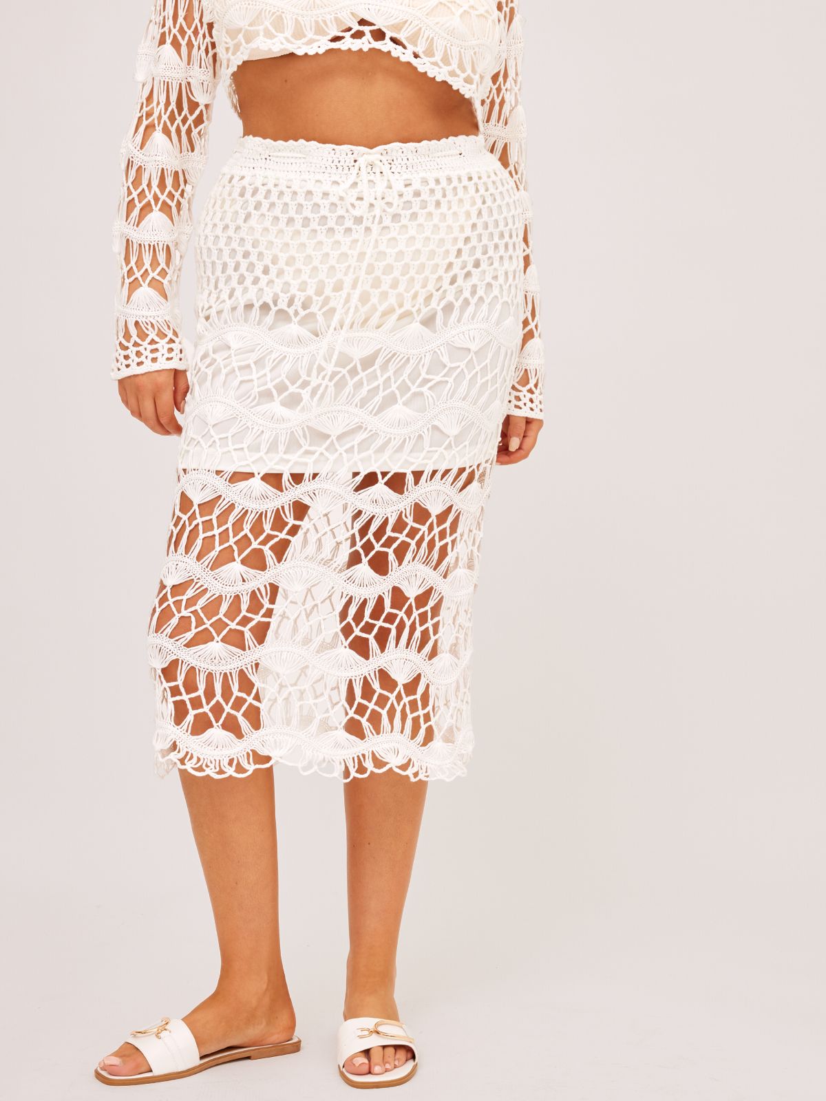 Cora Crochet Midi Skirt / Cream