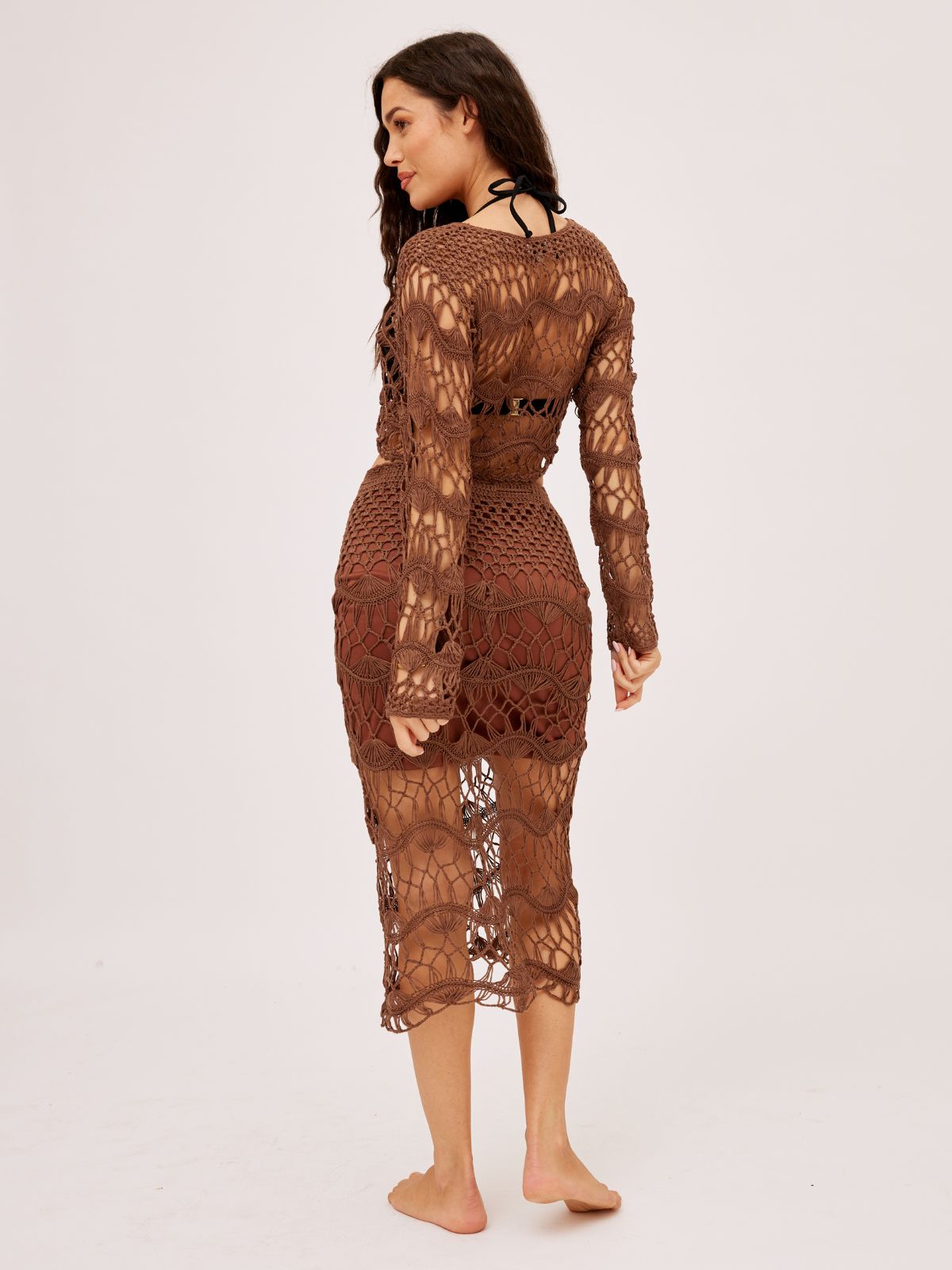 Cora Crochet Midi Skirt / Brown