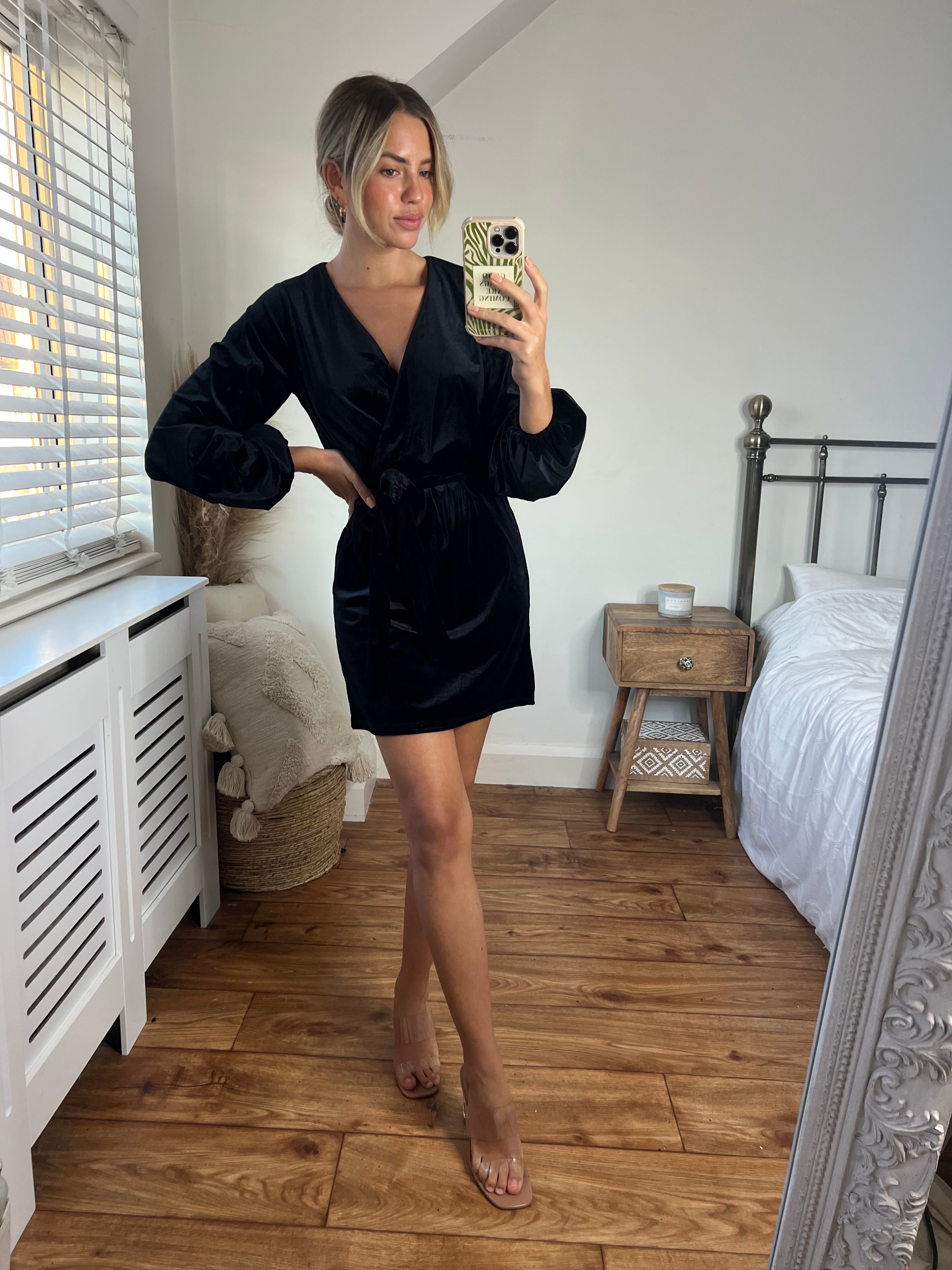 Black Velvet Dress with Long Sleeves