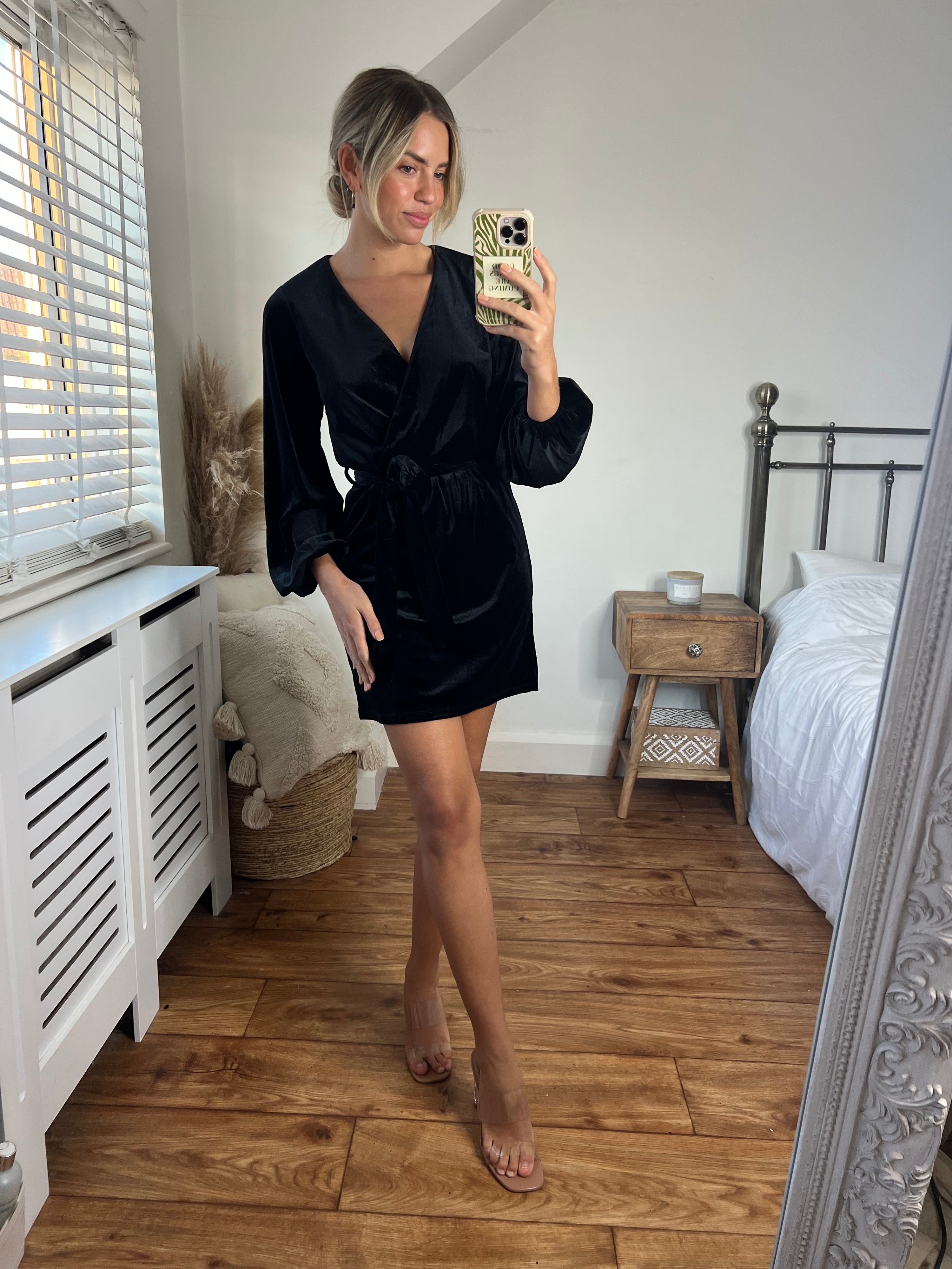 Black Velvet Dress with Long Sleeves