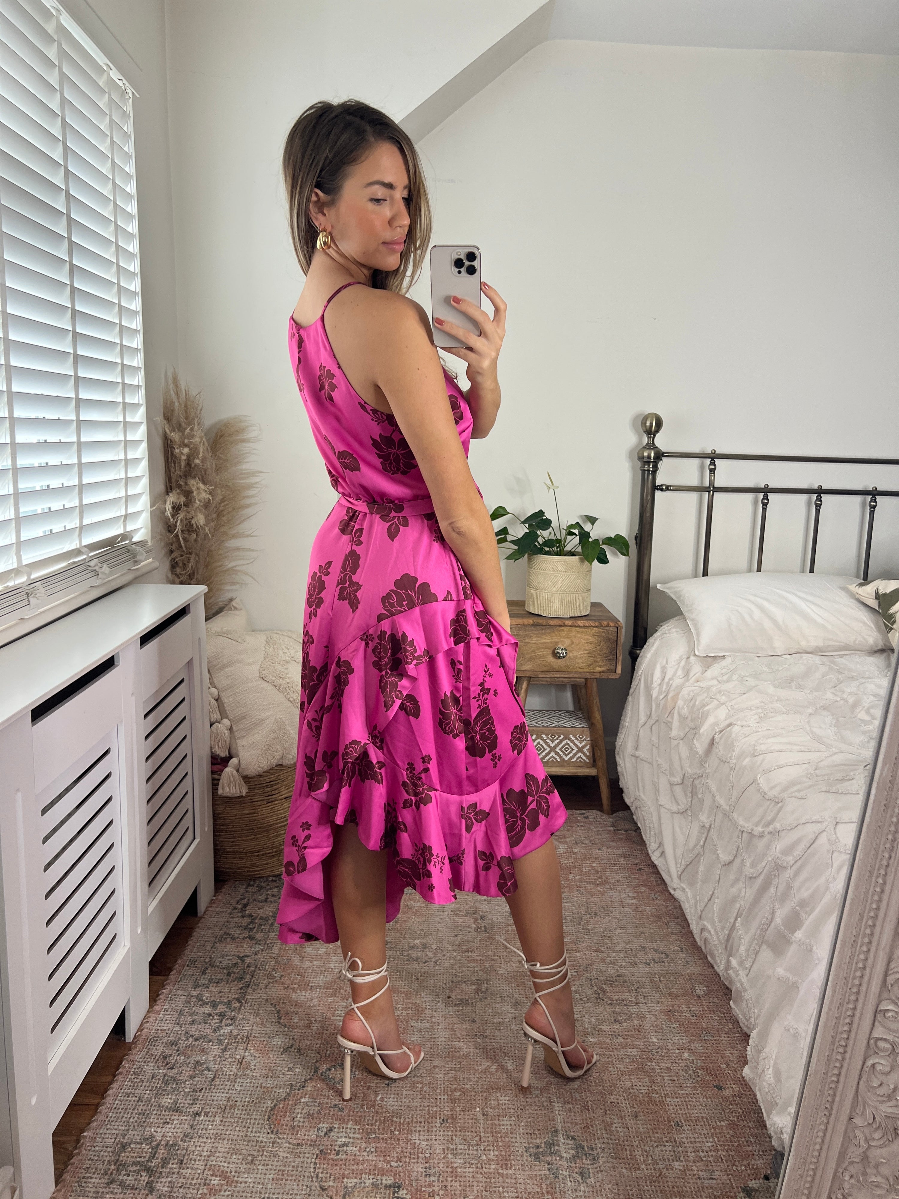 Floral Print Halter Midi Dress