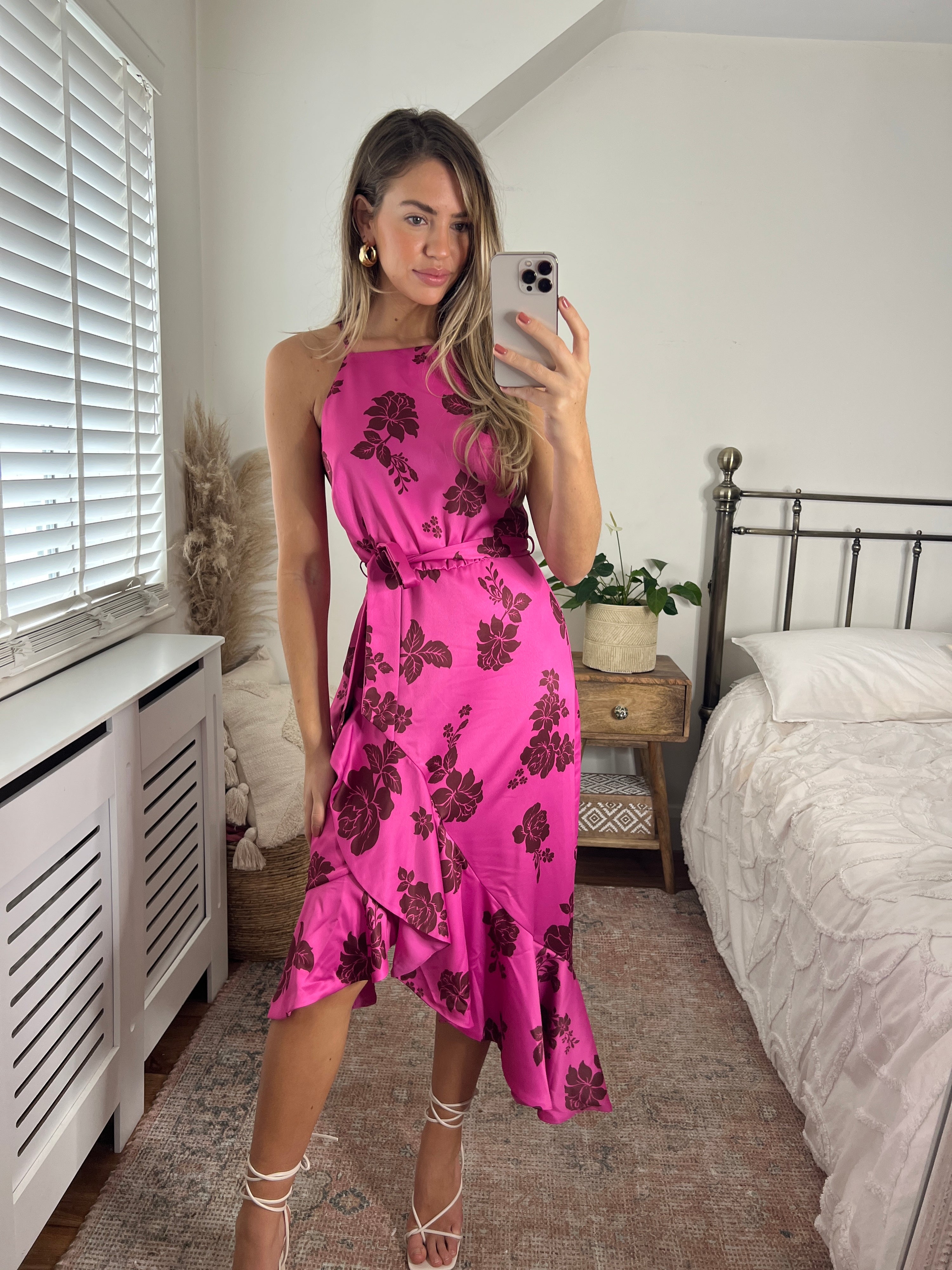 Floral Print Halter Midi Dress