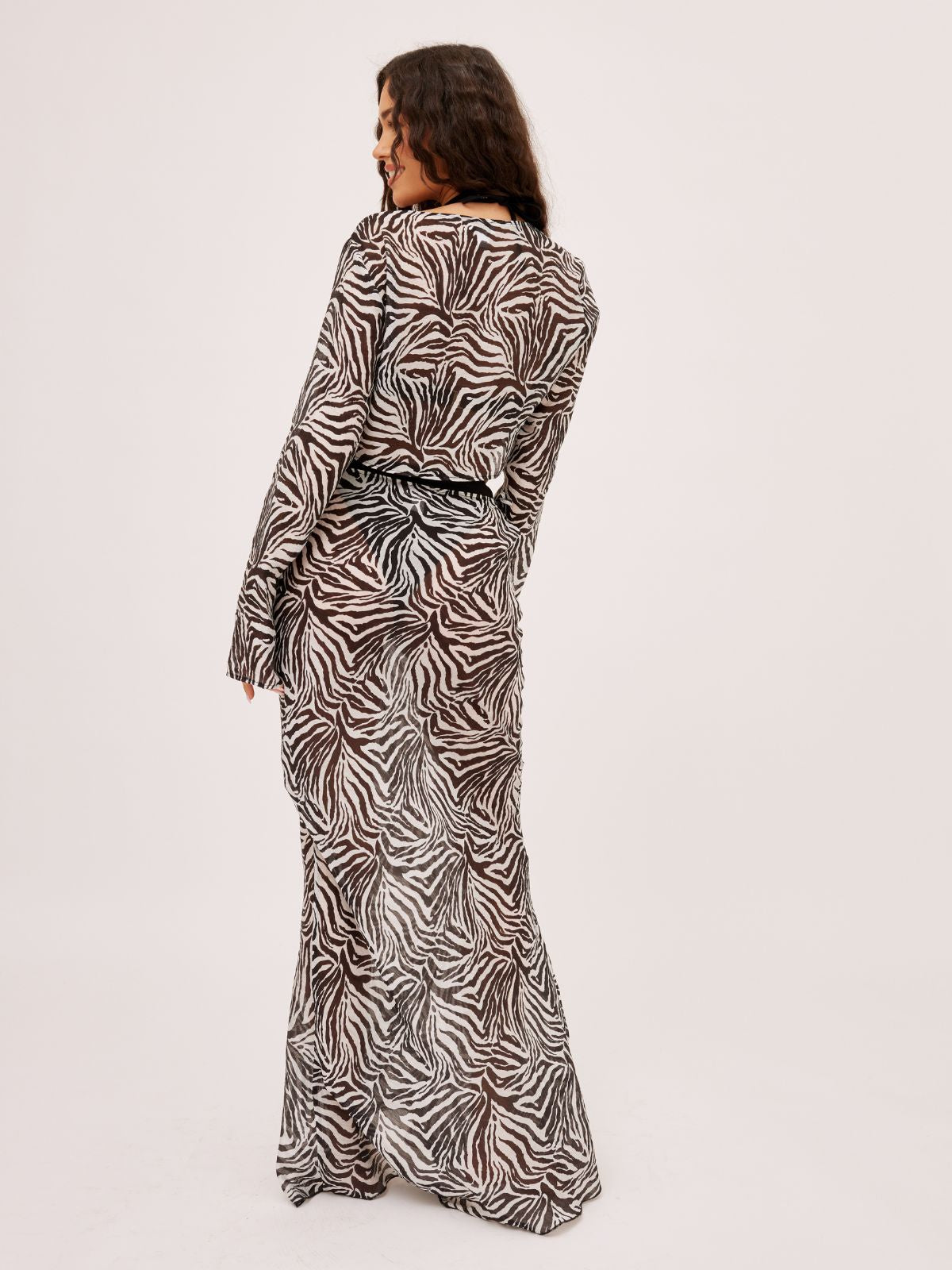 Malibu Sheer Beach Maxi Skirt / Zebra