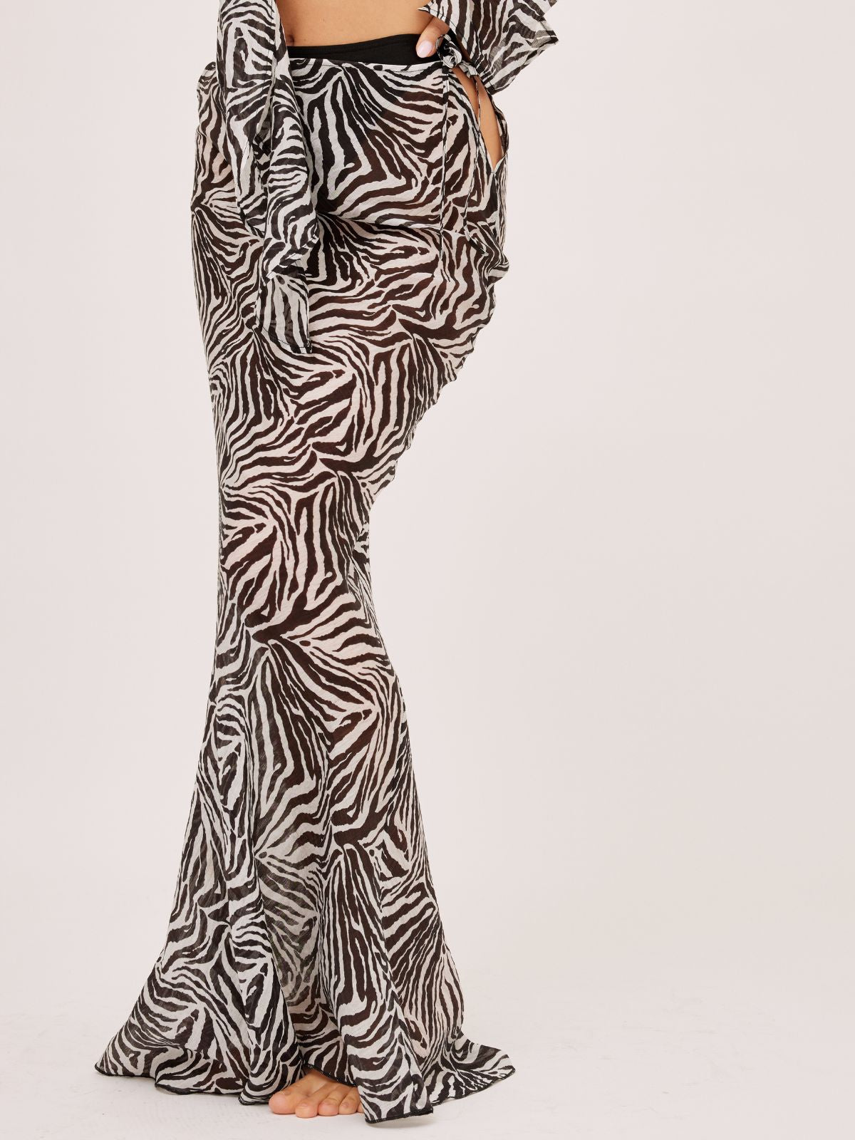 Malibu Sheer Beach Maxi Skirt / Zebra