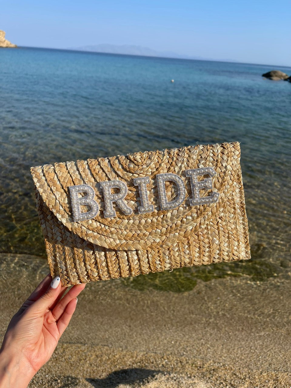 Saskia 'BRIDE ' Straw Woven Clutch Bag