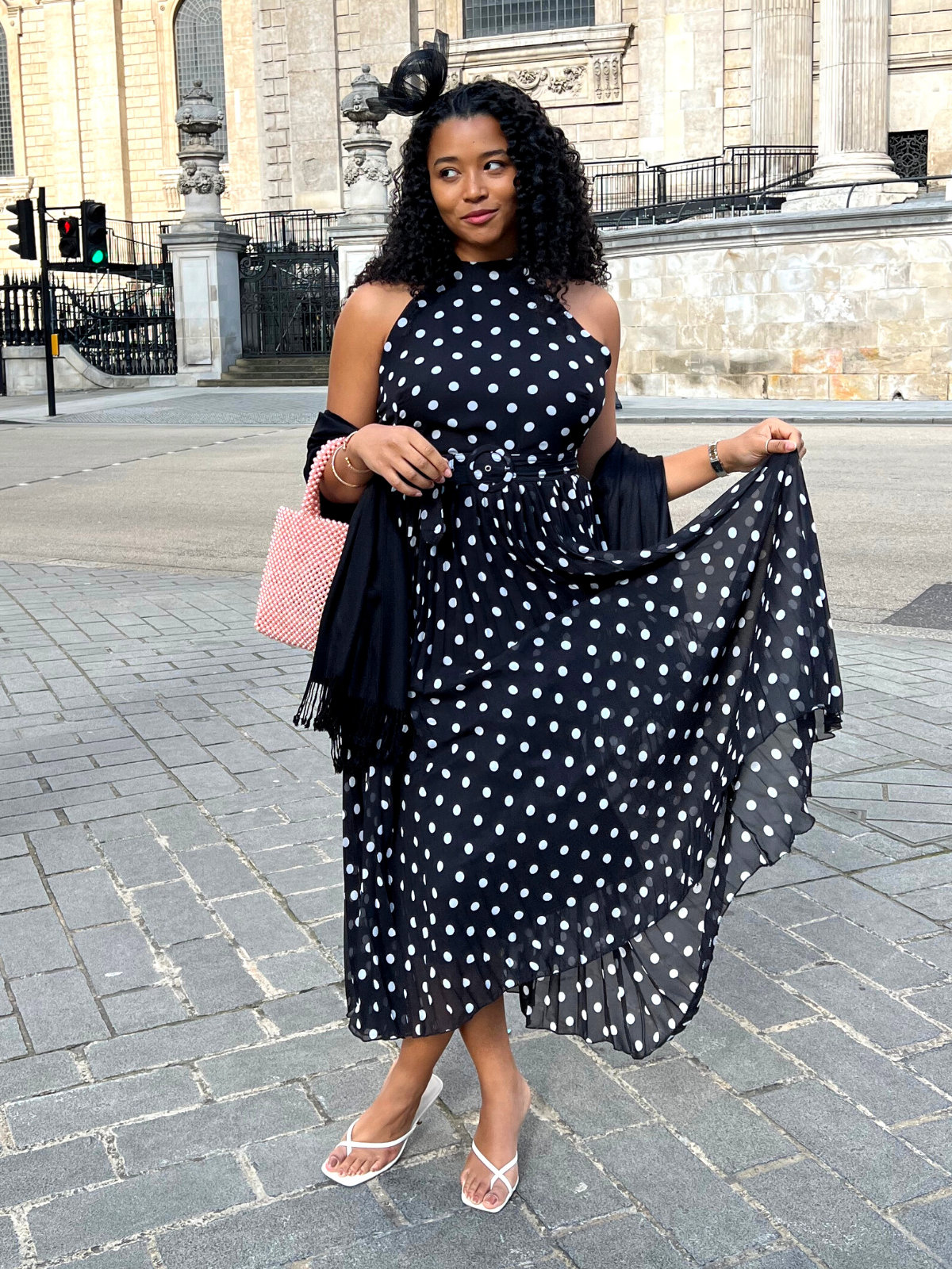 Mono Spot Pleated Maxi Dress