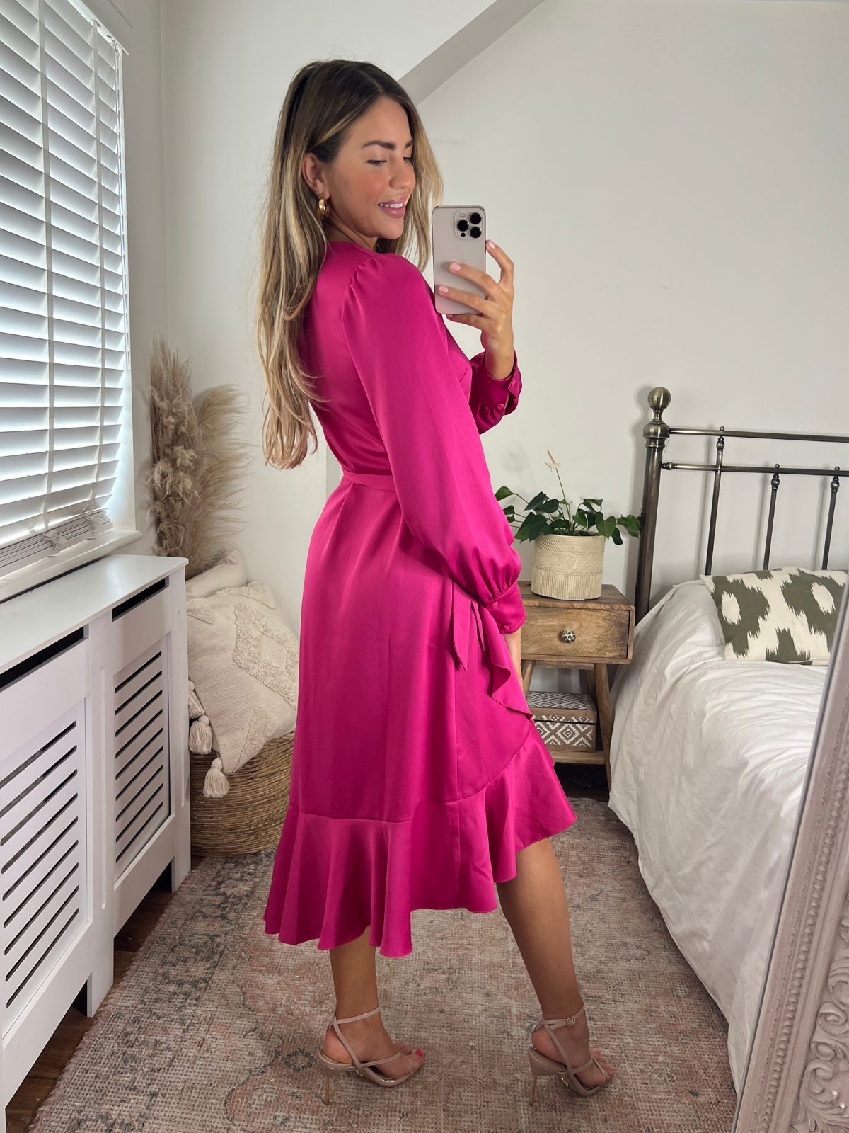 Pink Wrap Midi Dress