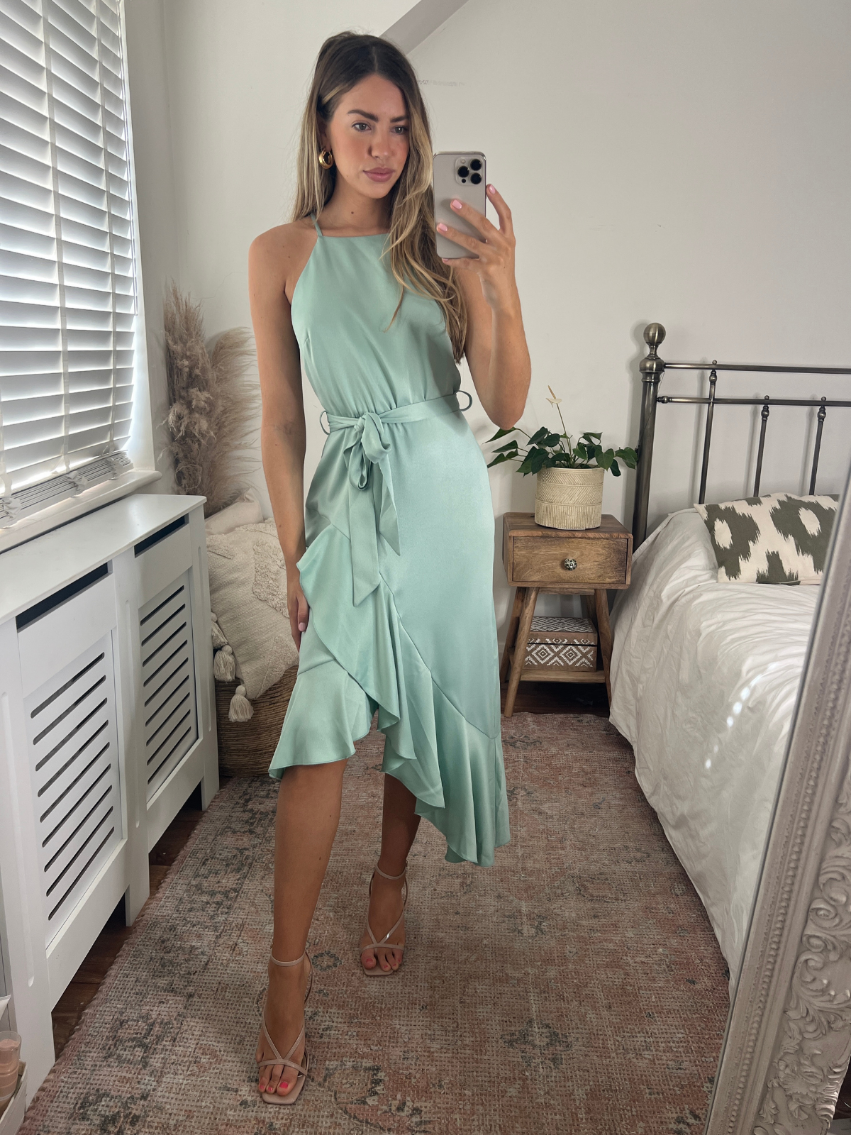 Sage Green Halter Neck Dress