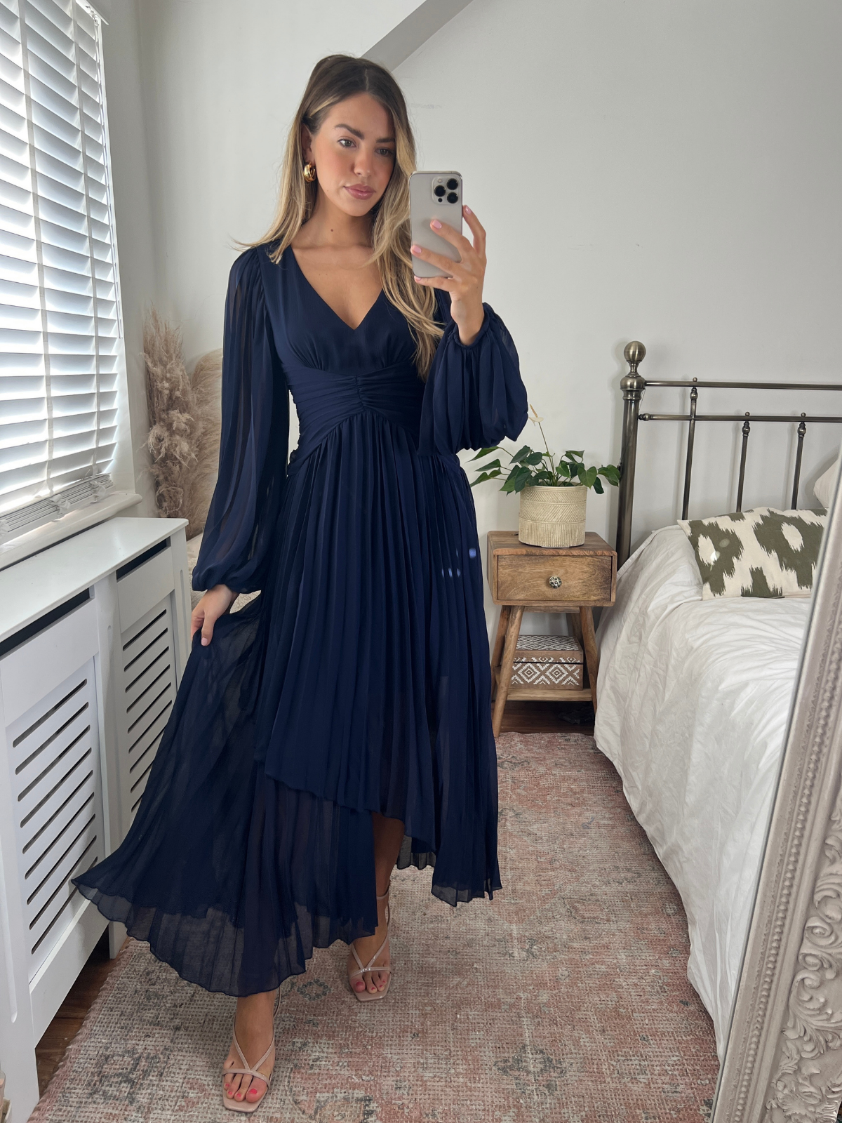 Navy Long Sleeve Maxi Dress