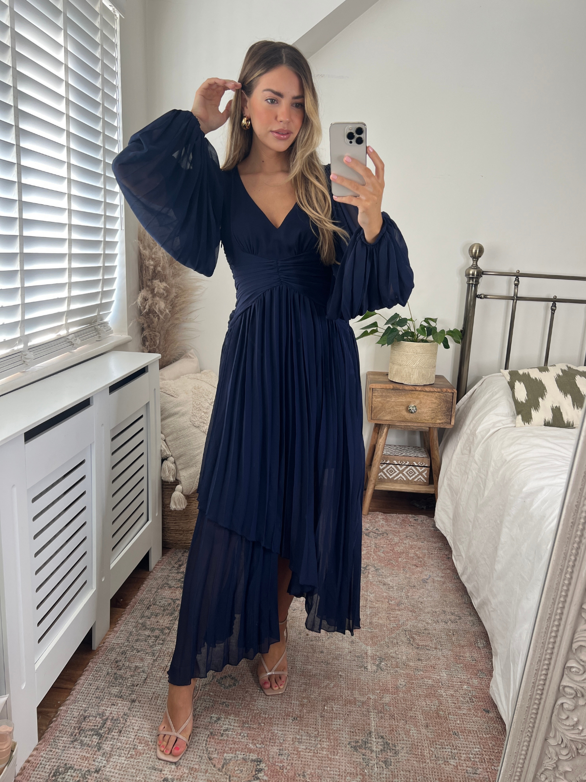 Navy Long Sleeve Maxi Dress