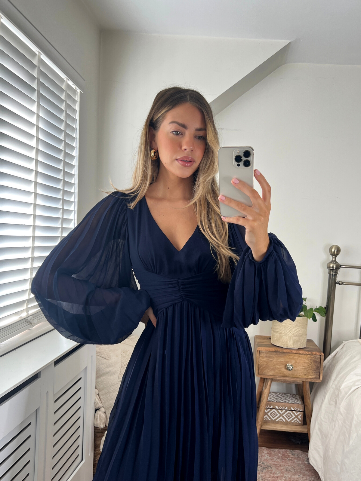 Navy Long Sleeve Maxi Dress