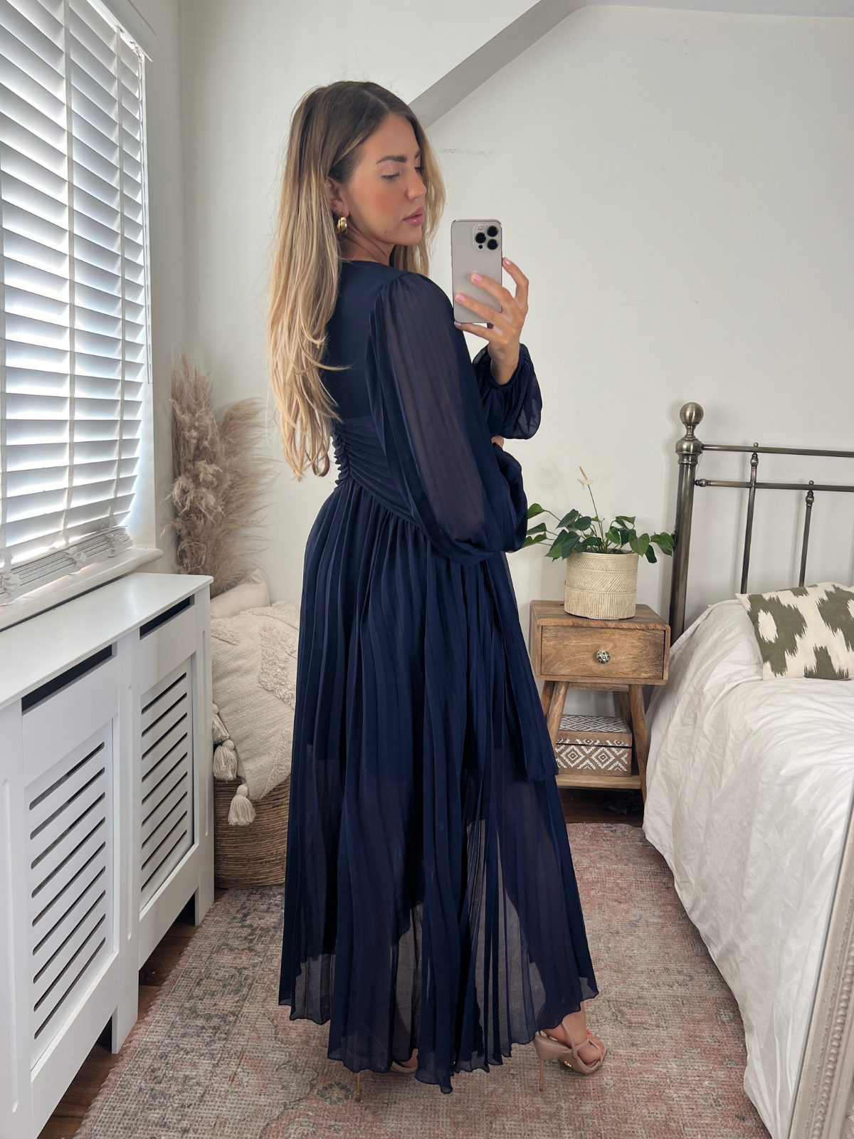 Navy Long Sleeve Maxi Dress