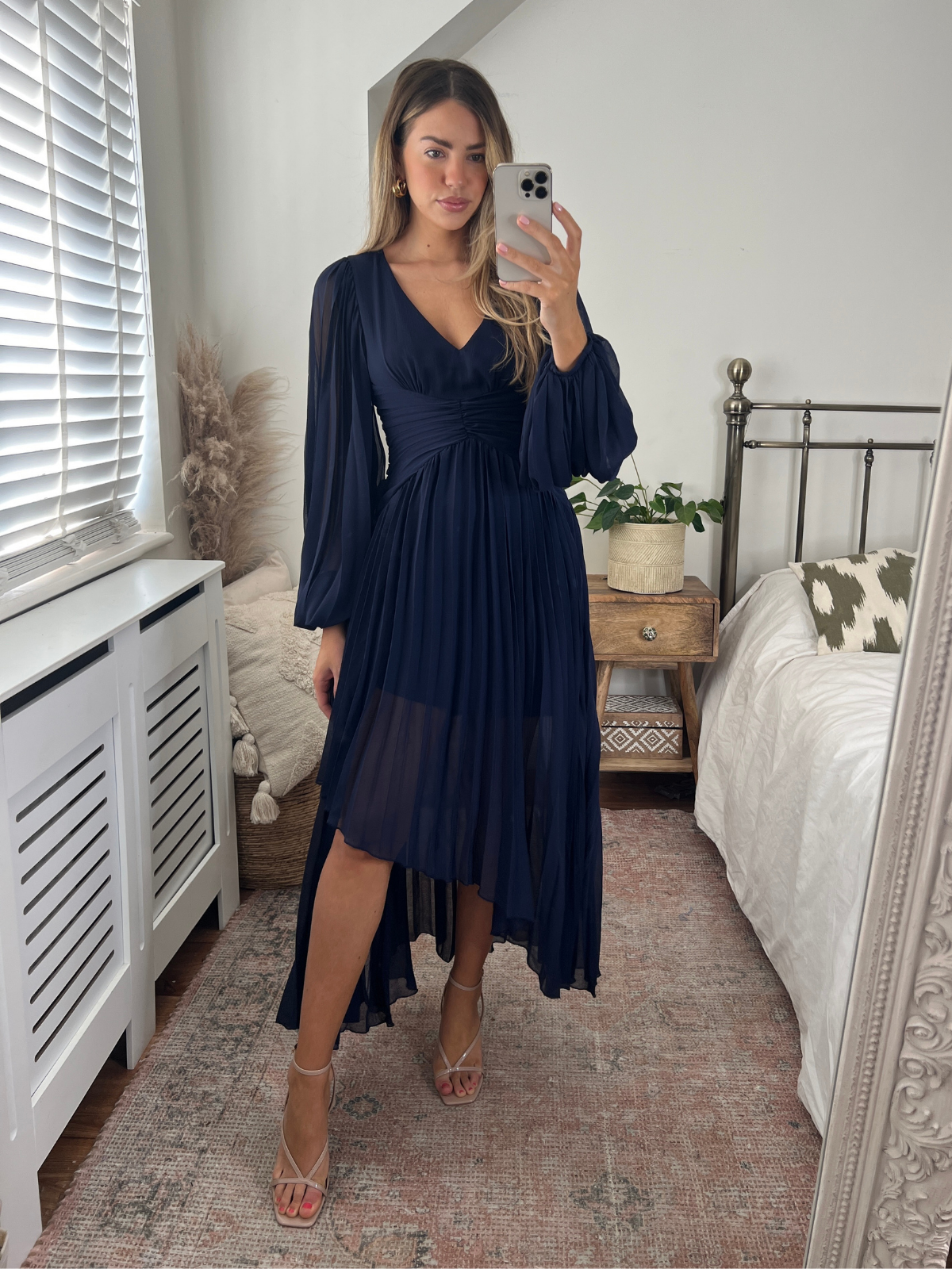 Navy Long Sleeve Maxi Dress