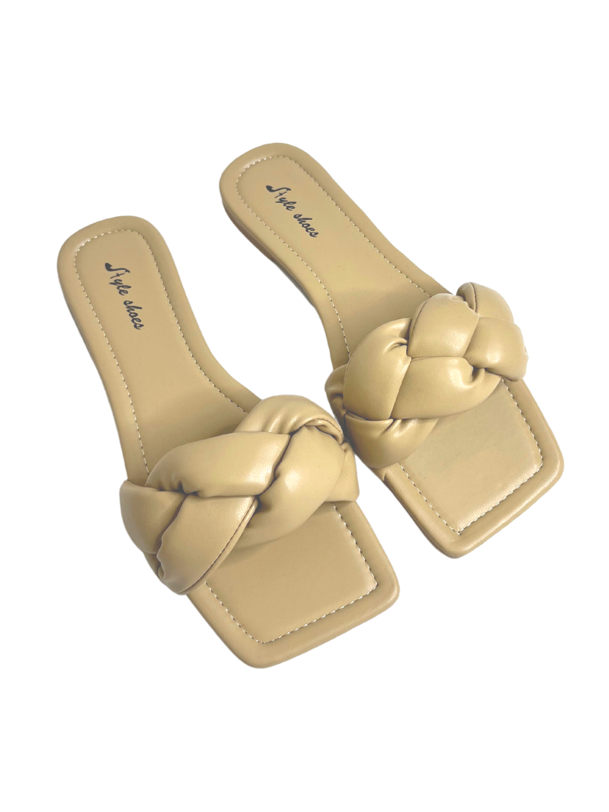 Tan Woven Flat Sandals