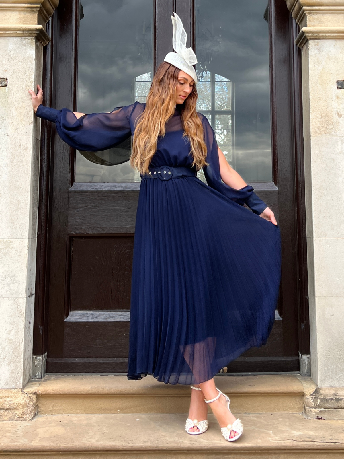 Navy High Neck Dress