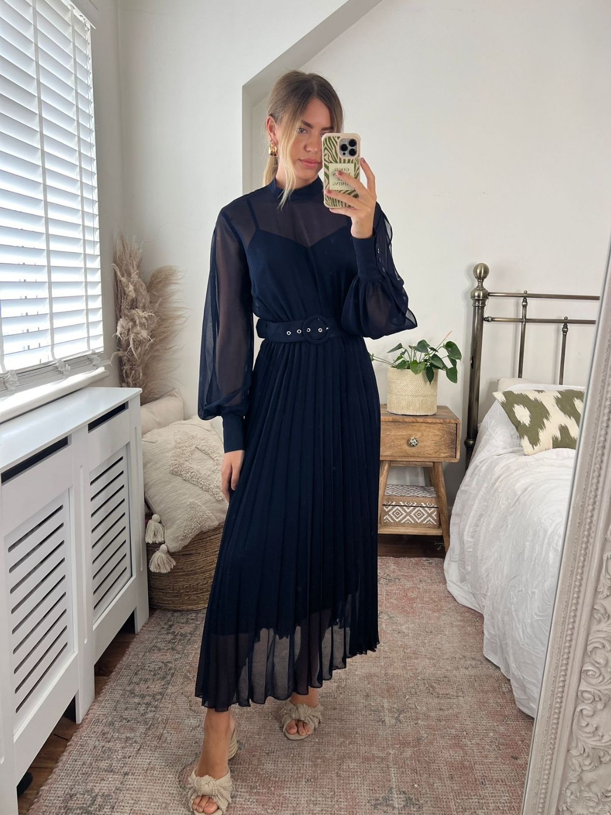 Navy High Neck Dress