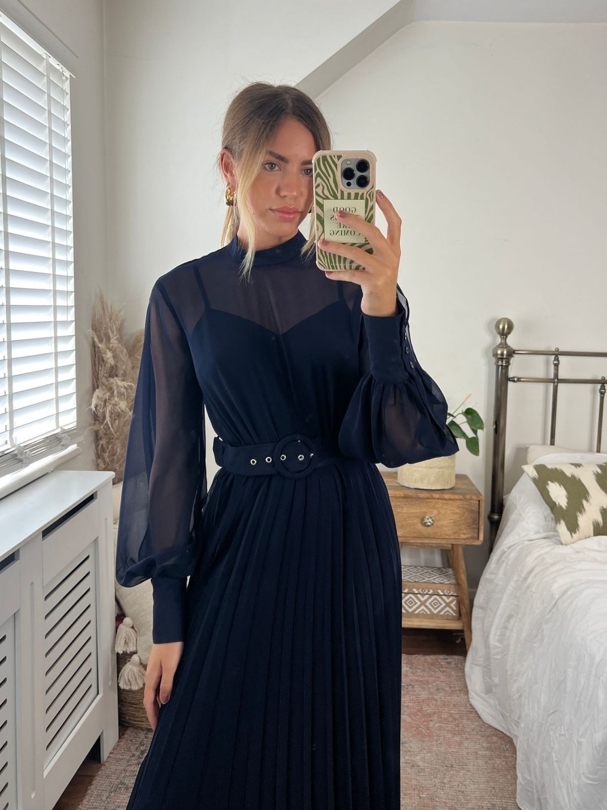 Navy High Neck Dress