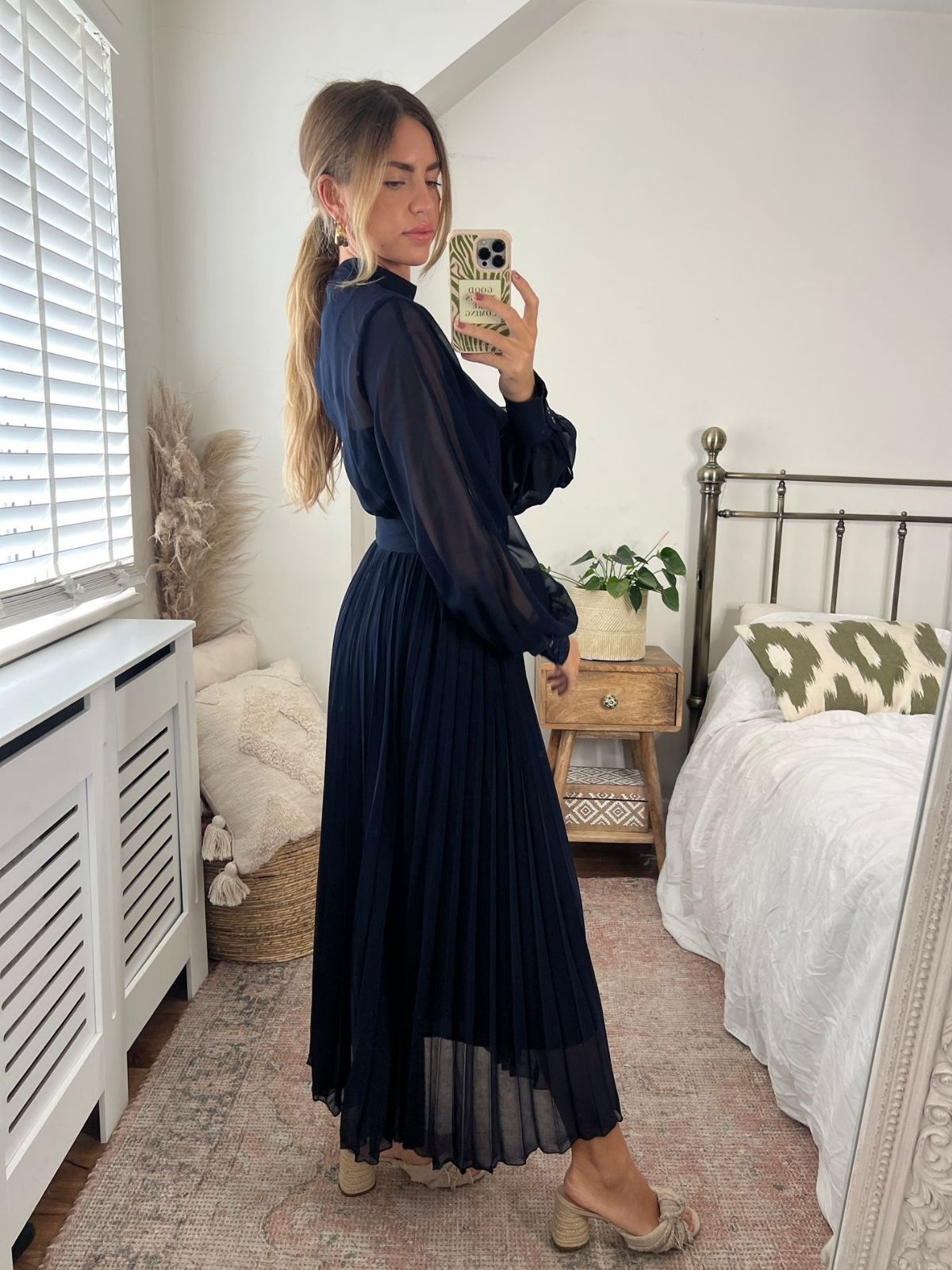 Navy High Neck Dress