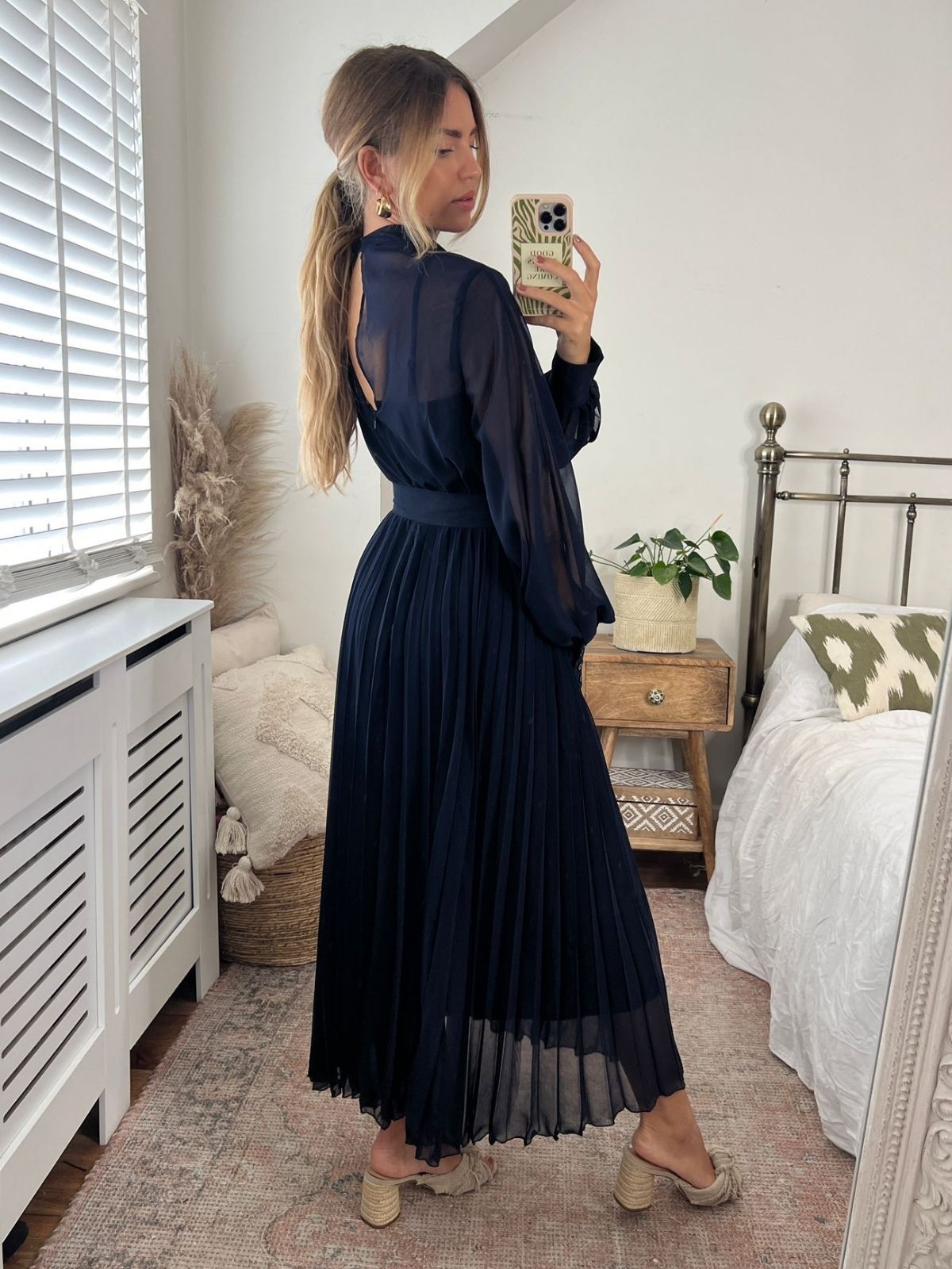 Navy High Neck Dress