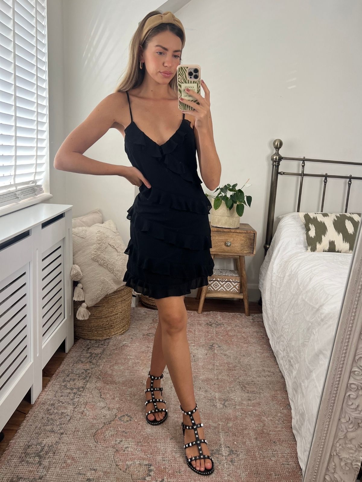 Macey Tiered Strappy Dress / Black