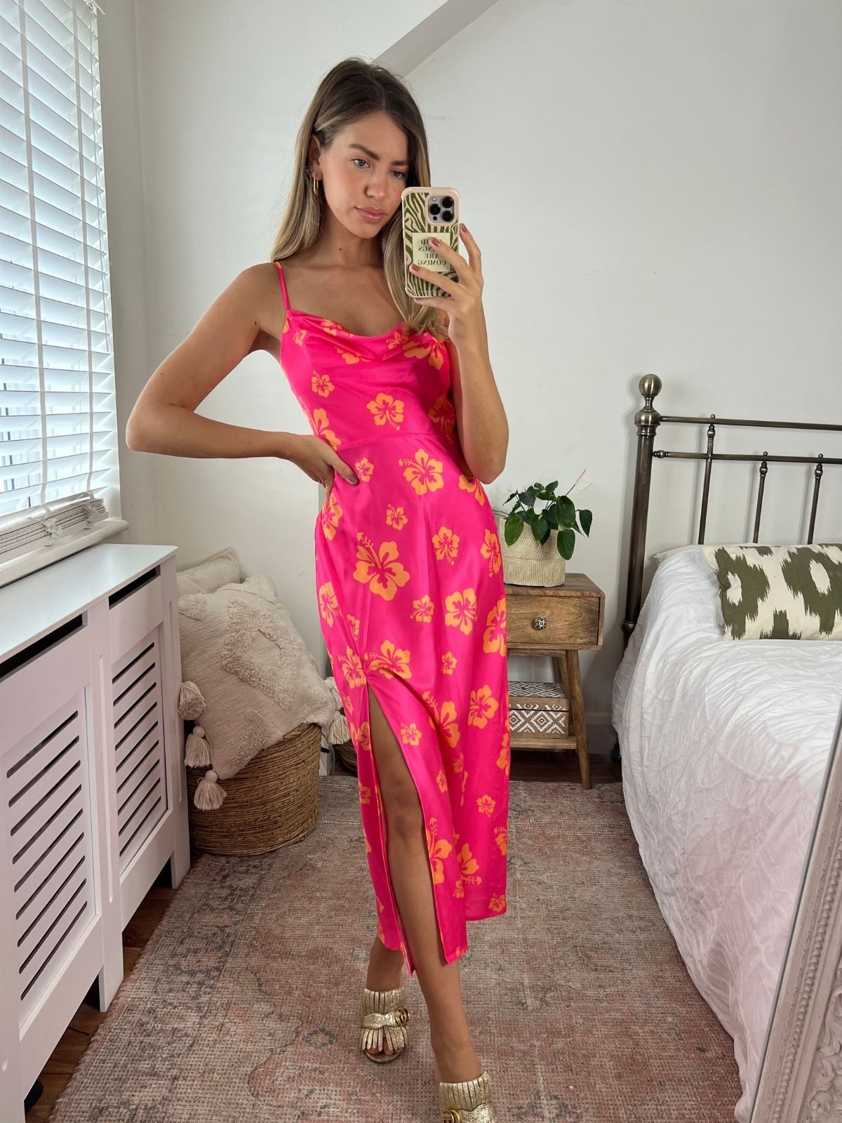 Pink Floral Slip Dress