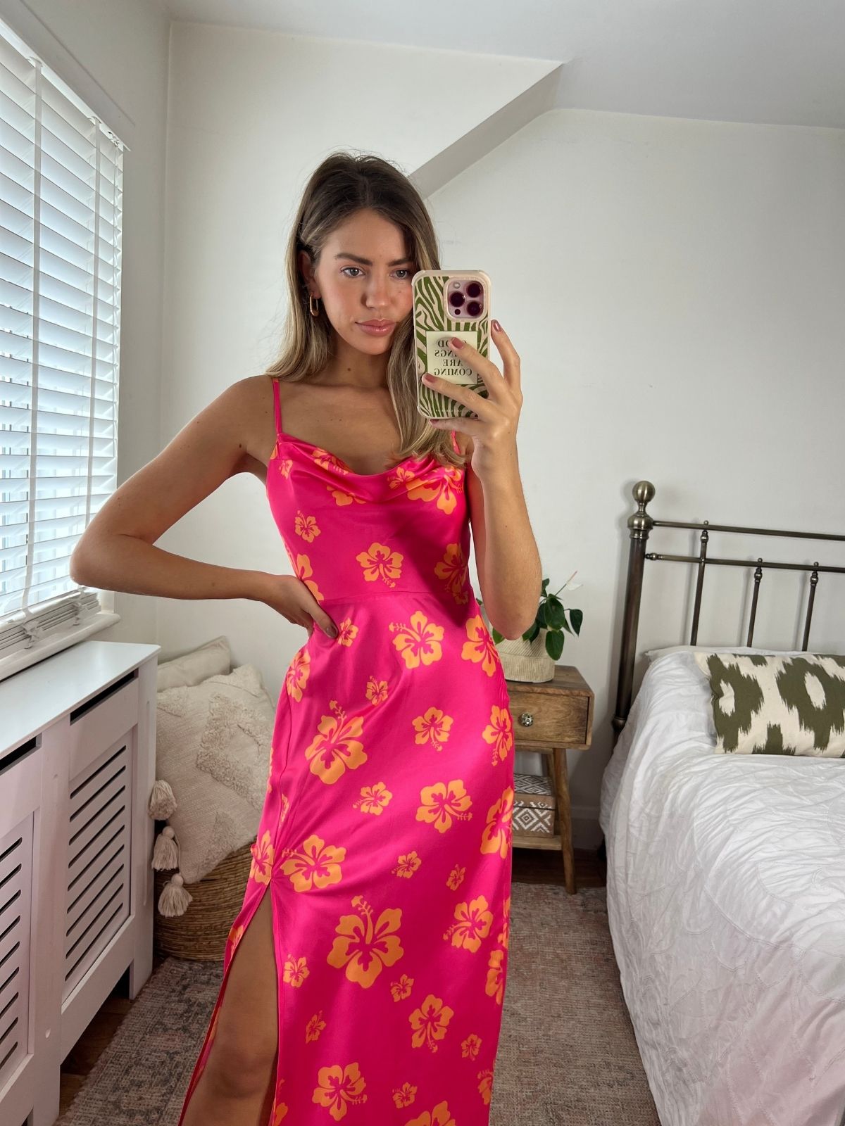 Pink Floral Slip Dress
