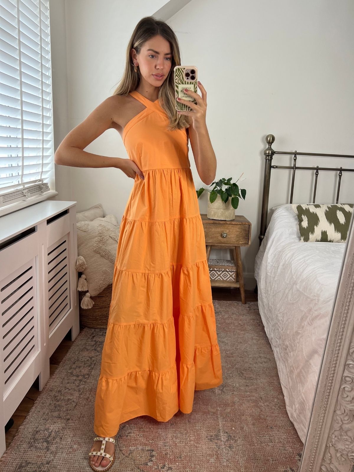 Immy Halter Tiered Dress / Orange