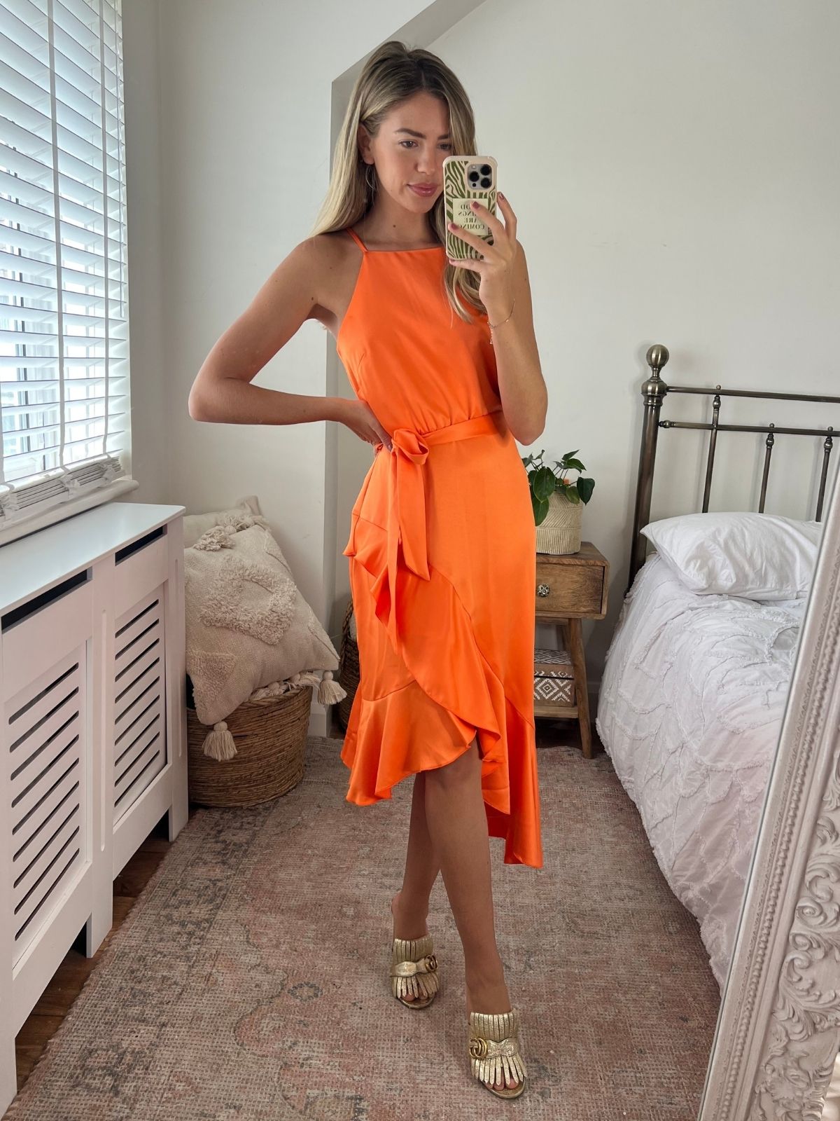 Orange Halter Neck Dress