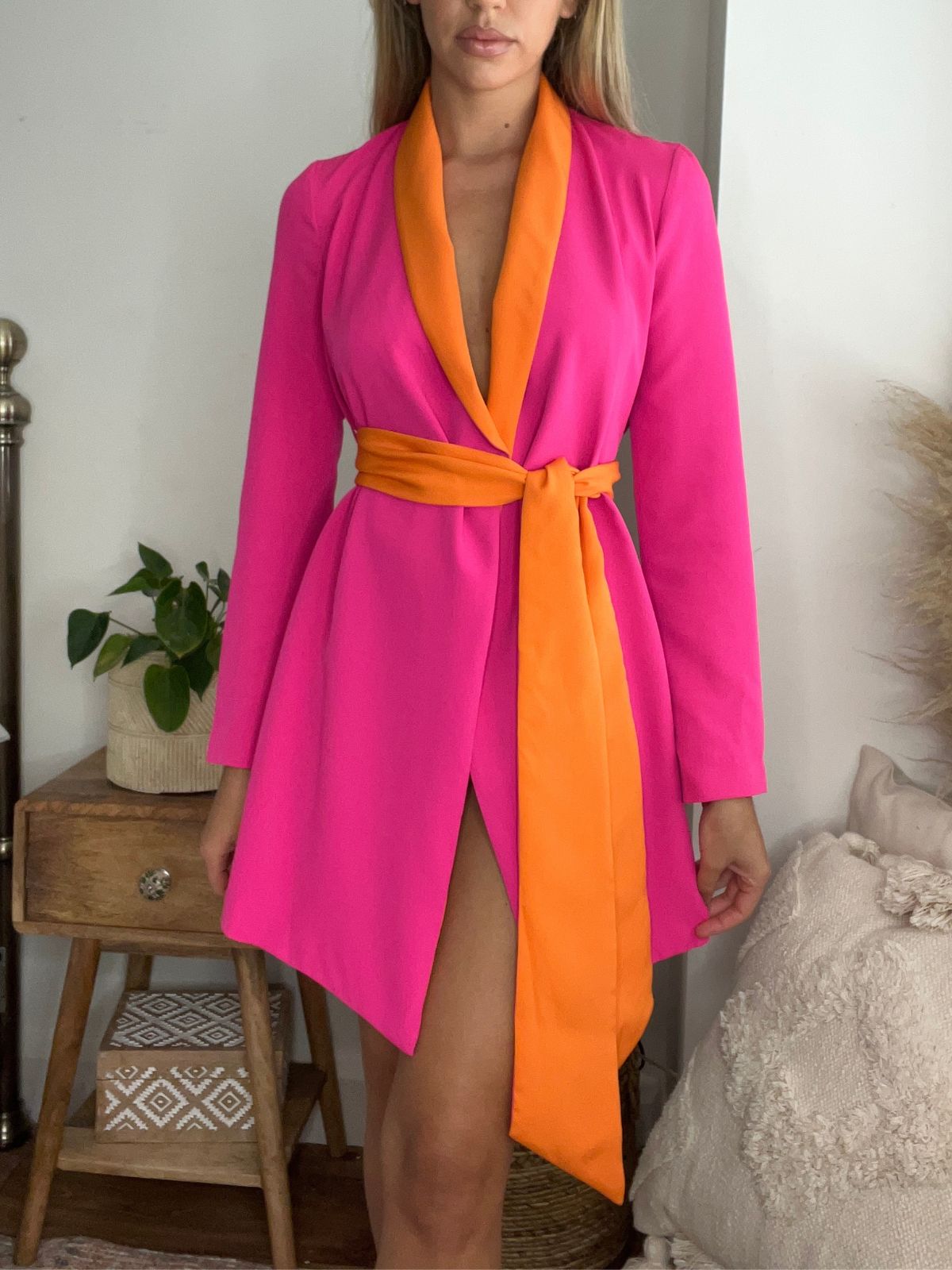 Pink Colourblock Blazer Dress