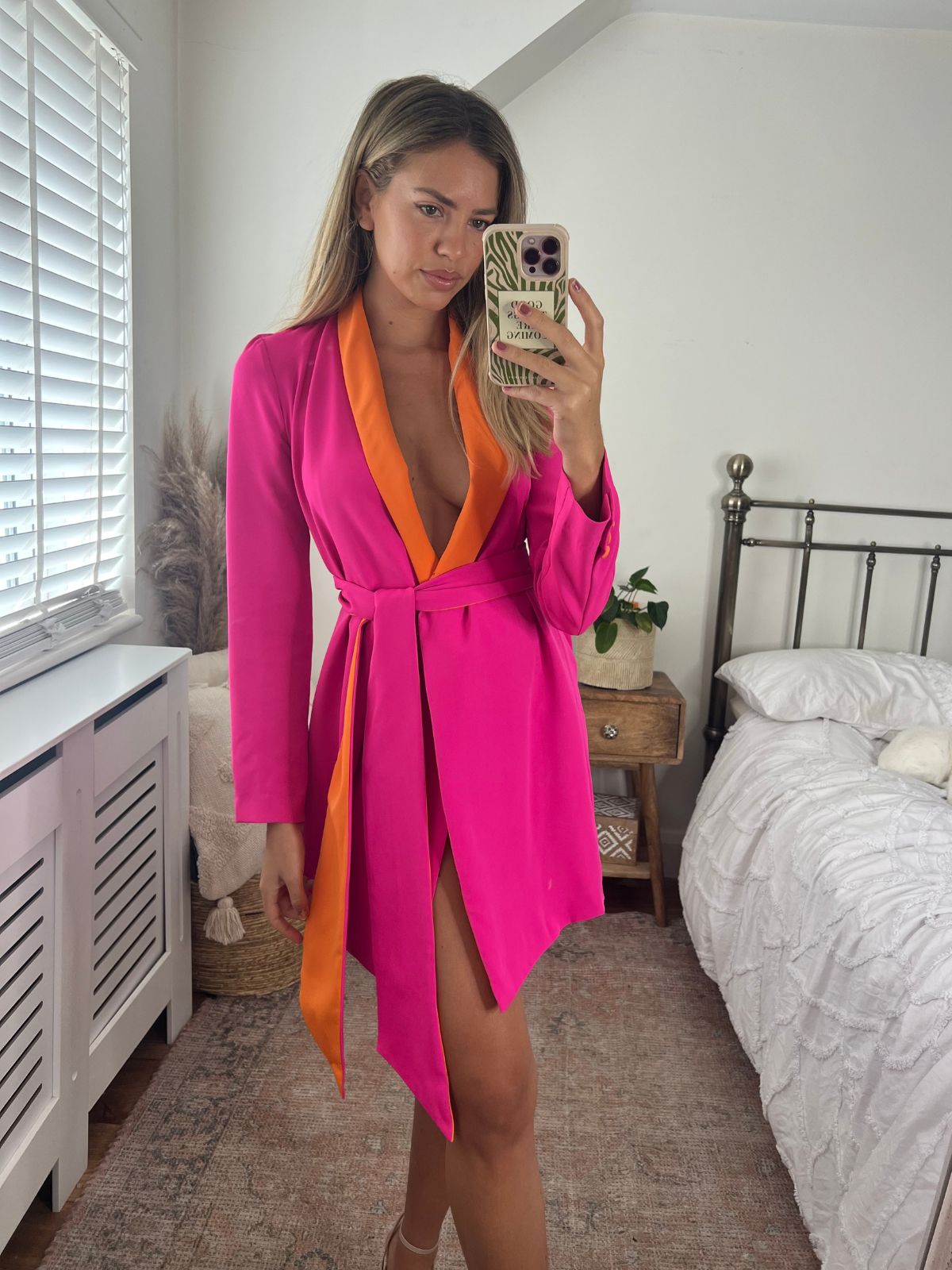 Pink Colourblock Blazer Dress