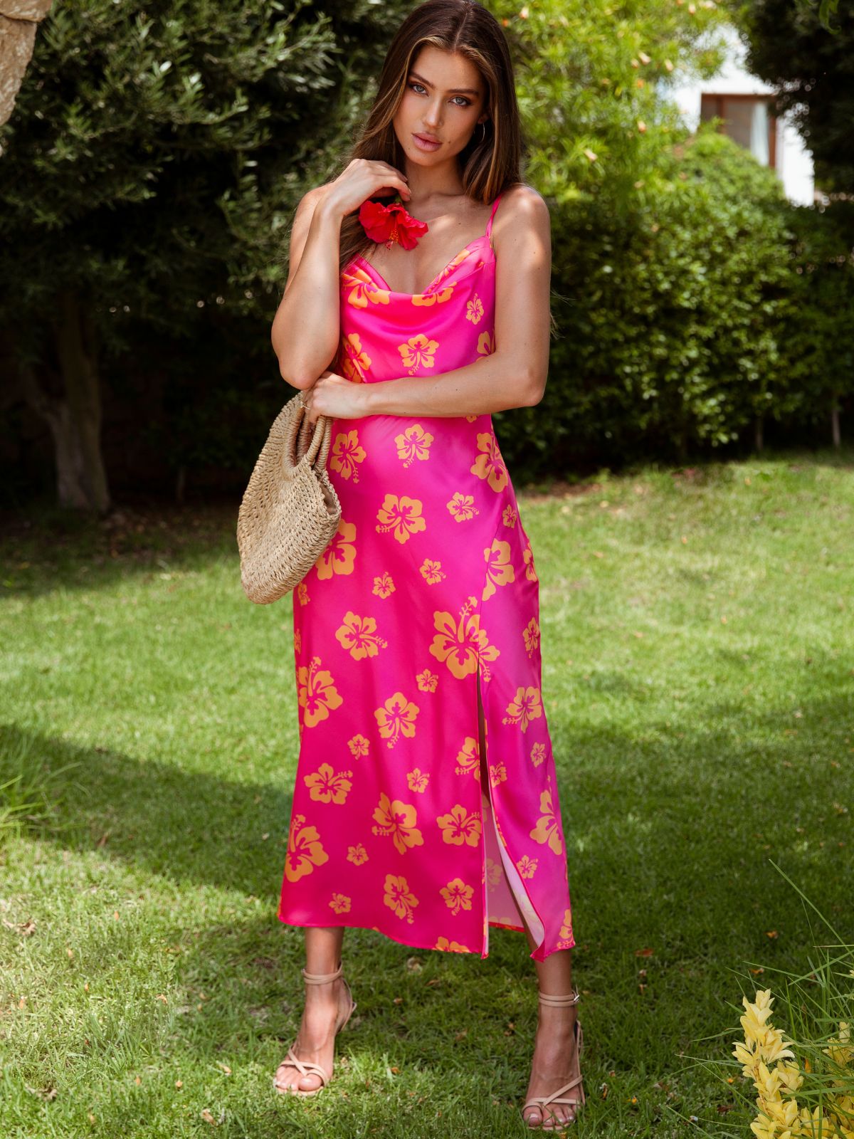 Pink Floral Slip Dress