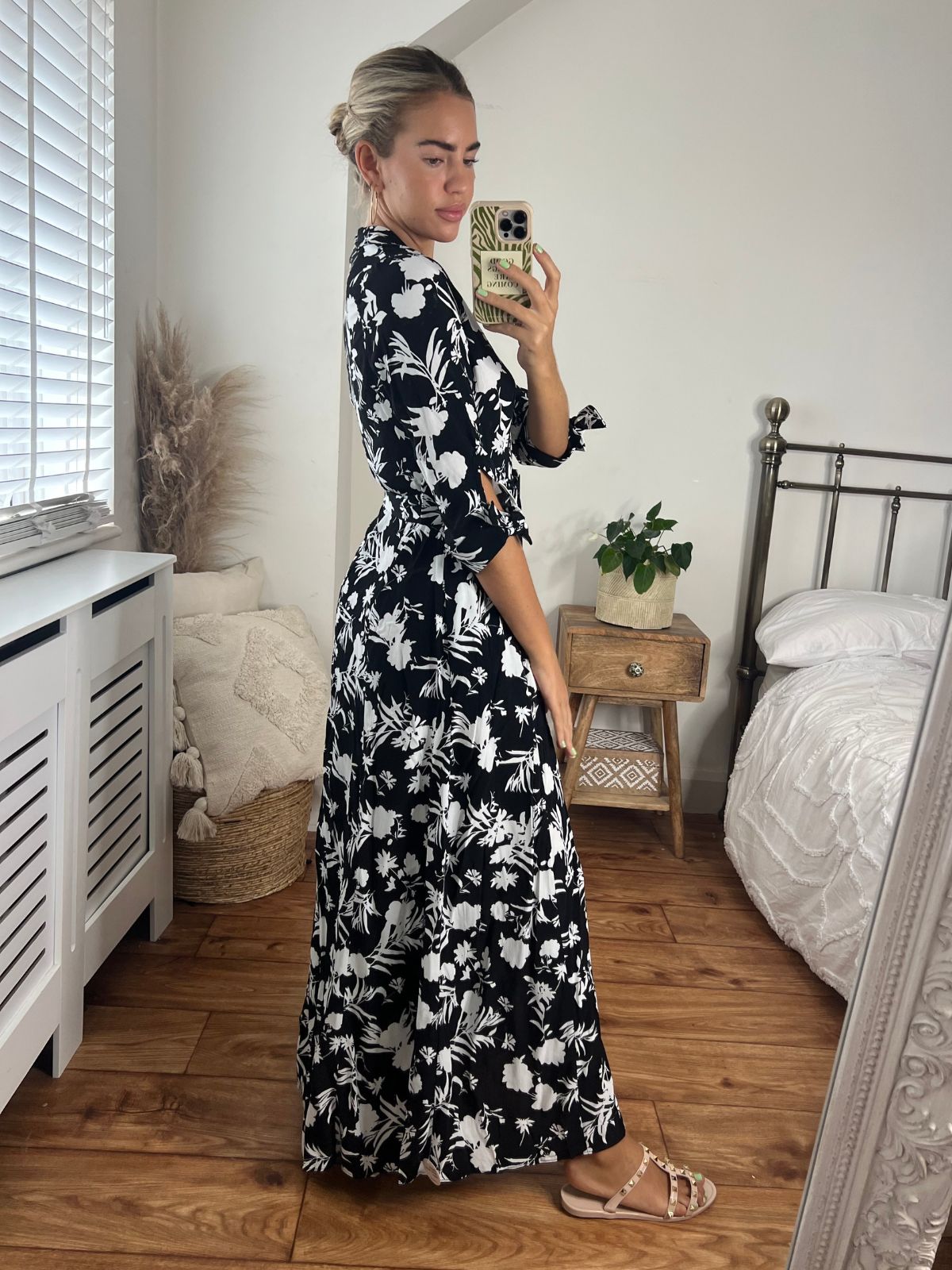 Black Floral Shirt Dress