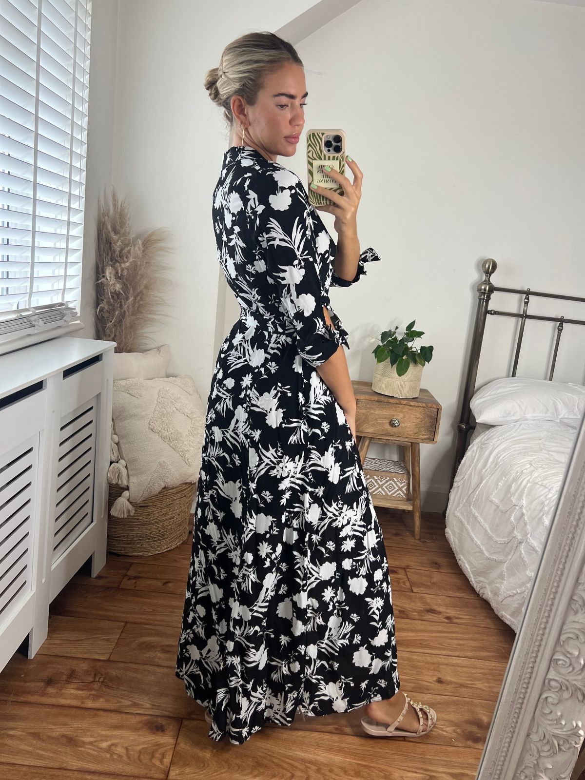 Black Floral Shirt Dress