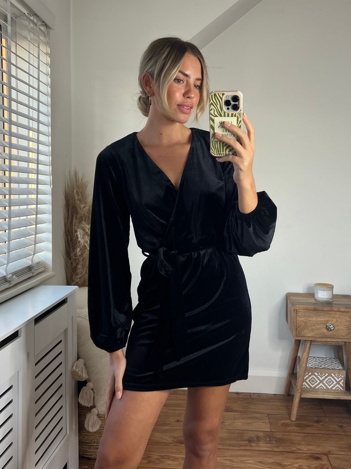 Black Velvet Dress with Long Sleeves