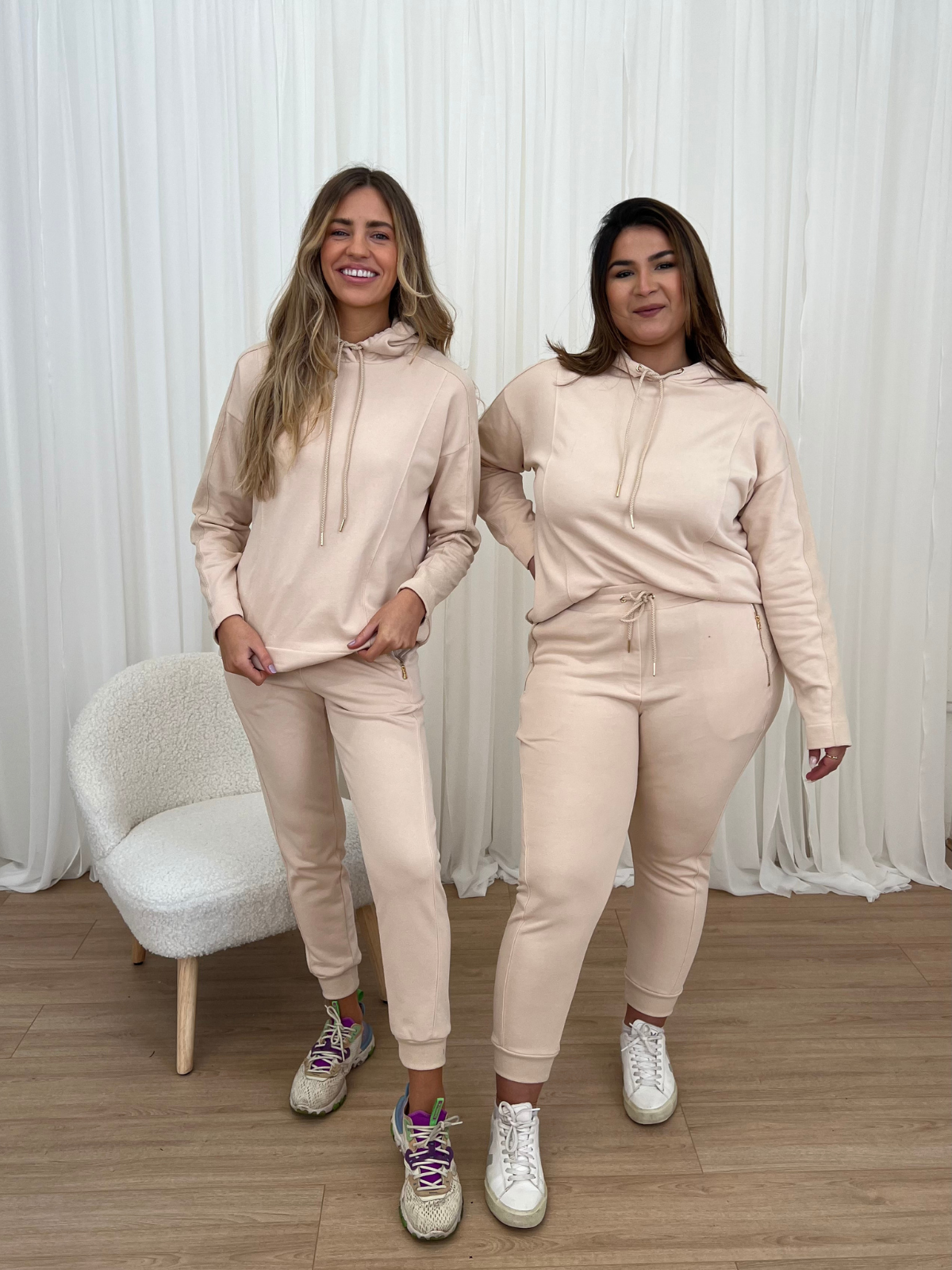 Cream Joggers | Neutral Rib Detail Jogger