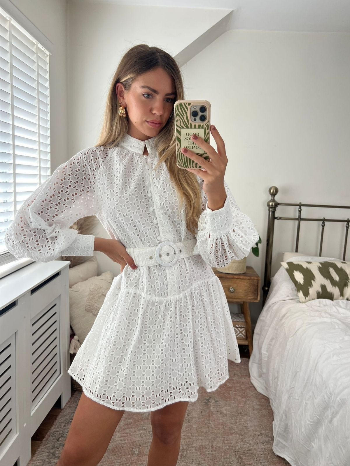 White Broderie Mini Dress