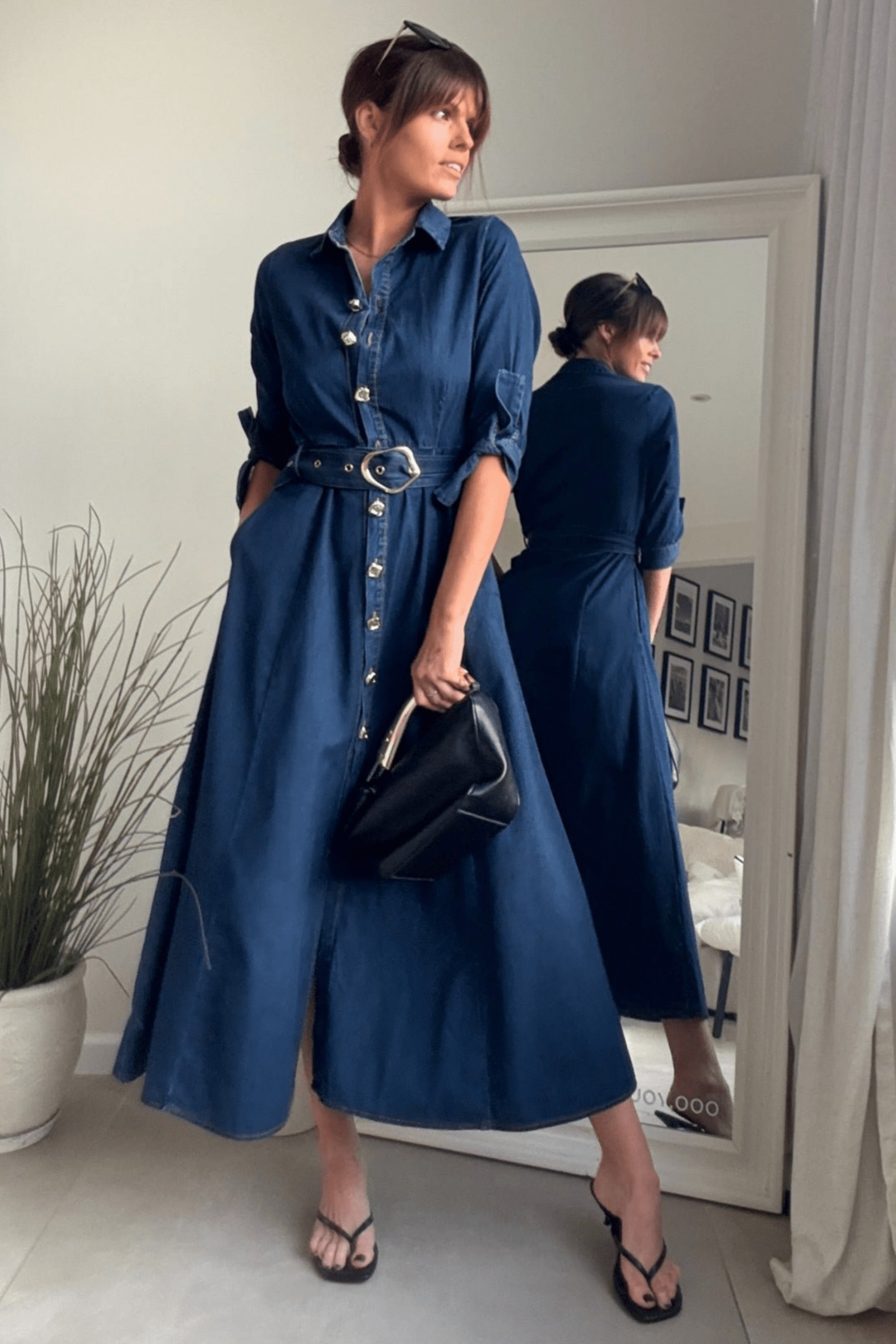 Daphne Belted Shirt Dress / Blue Denim - Style Cheat