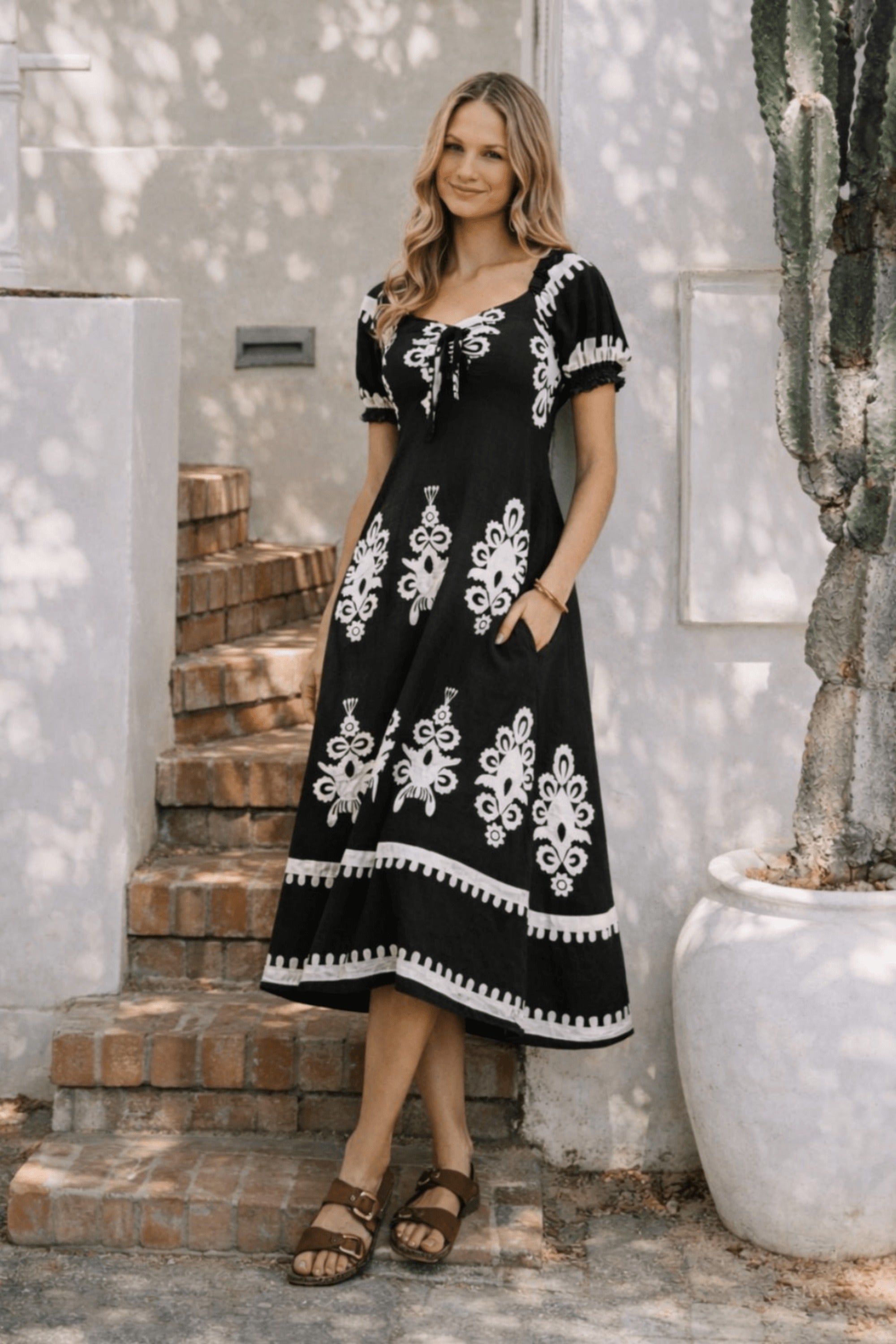 Black Knot Front Midi Dress - Style Cheat