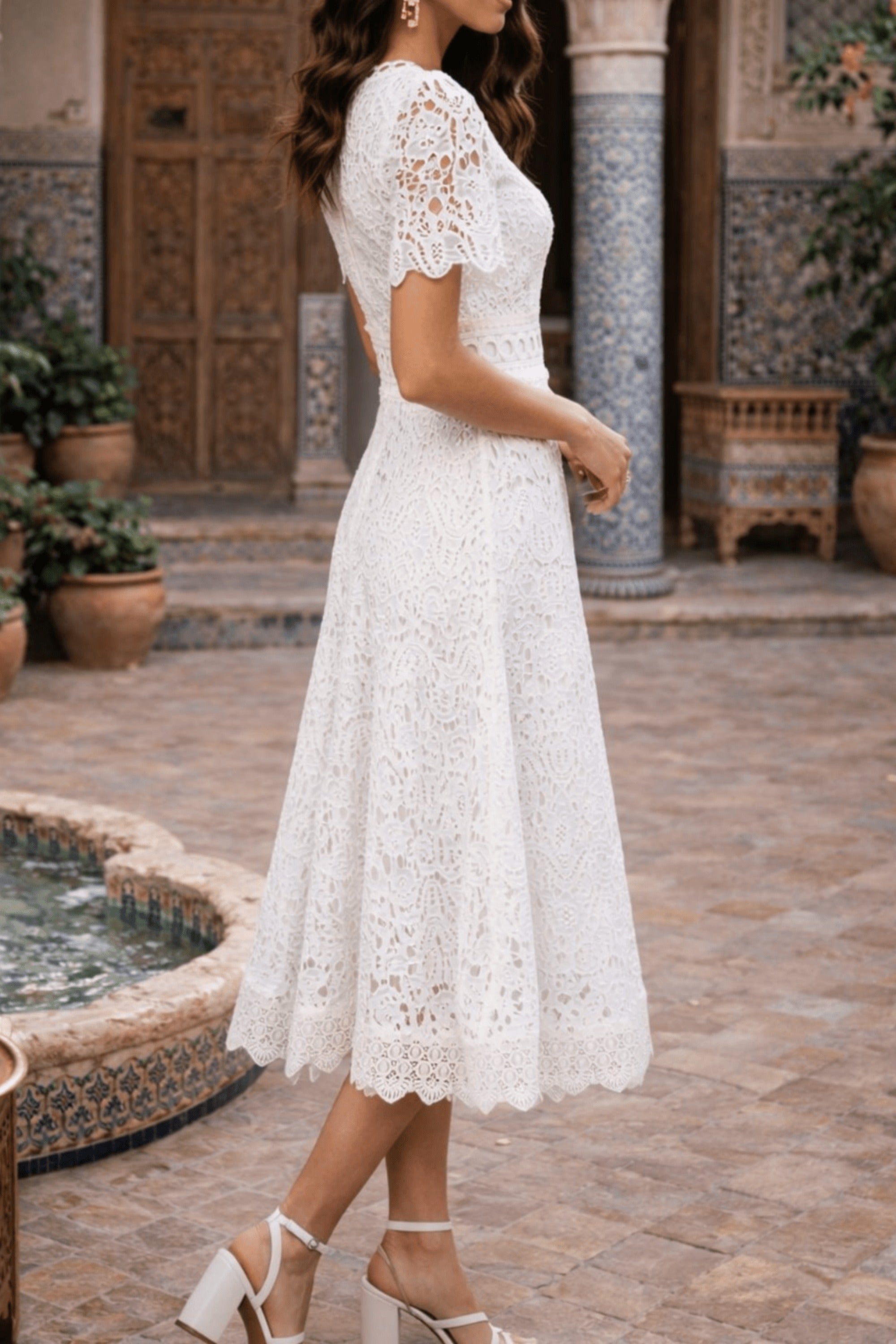 Broderie Lace Midi Dress - Style Cheat