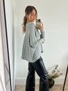 Grey Oversized Jumper | Ella Knitted V Neck Jumper