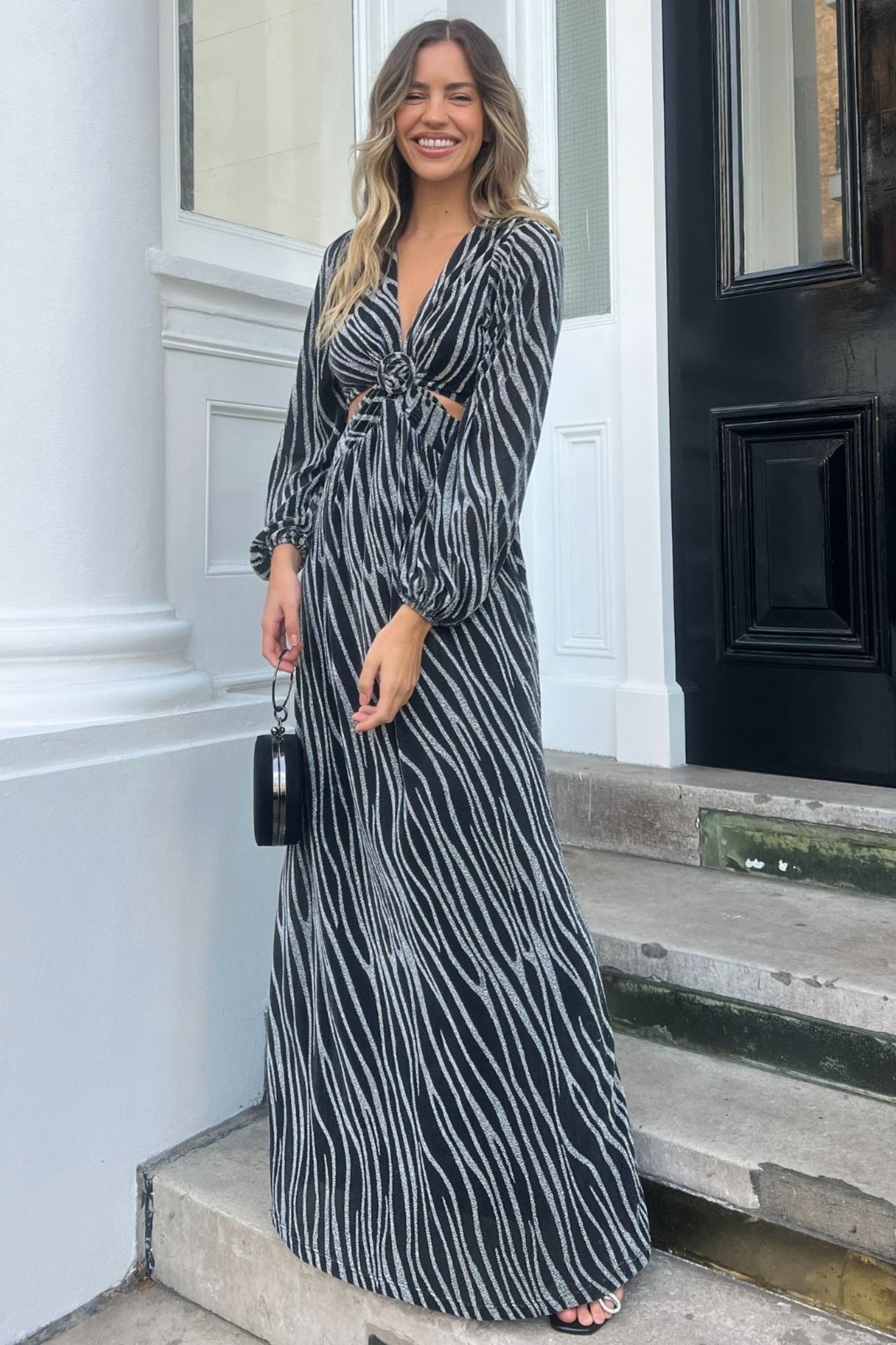 Tami Cut Out Maxi Dress / Metallic Zebra - Style Cheat