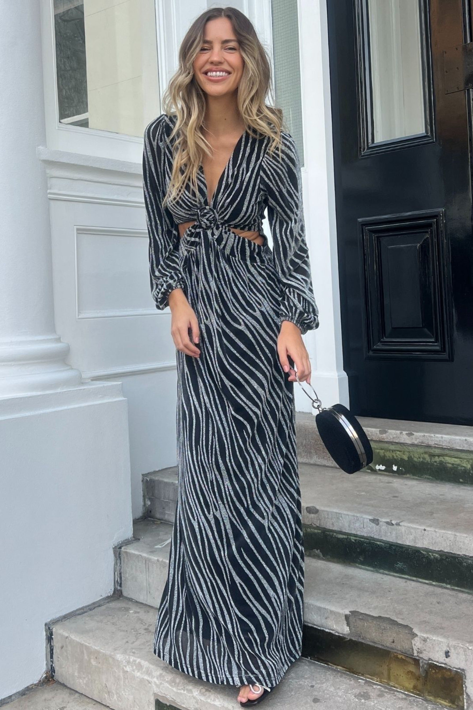 Tami Cut Out Maxi Dress / Metallic Zebra - Style Cheat