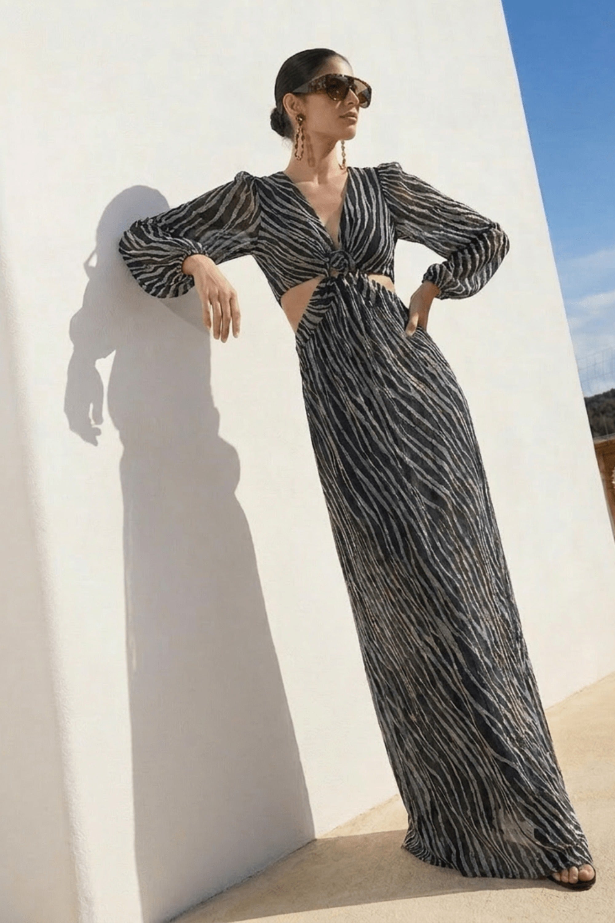Tami Cut Out Maxi Dress / Metallic Zebra